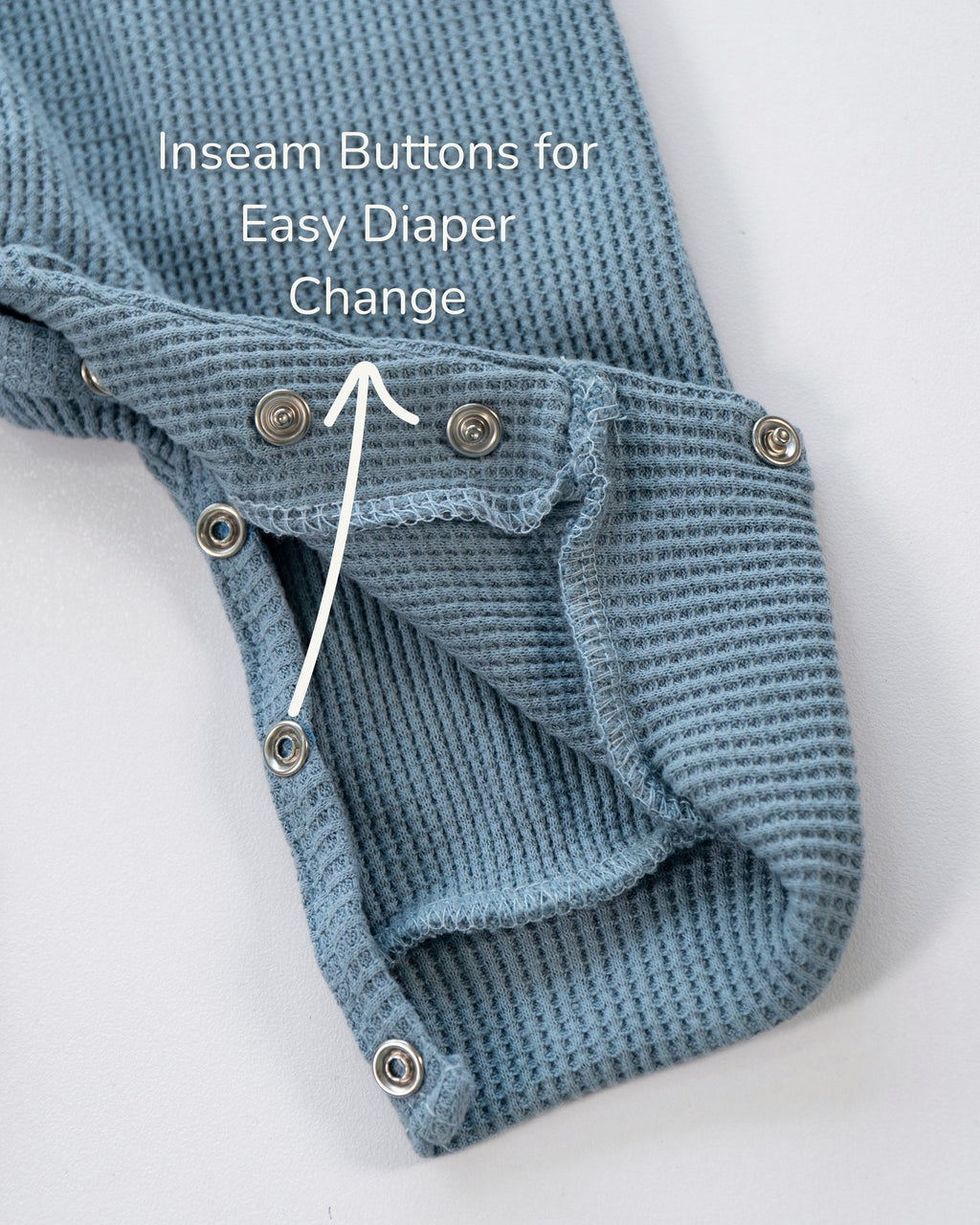 Waffle Knit Thermal Romper – (Sky Blue)