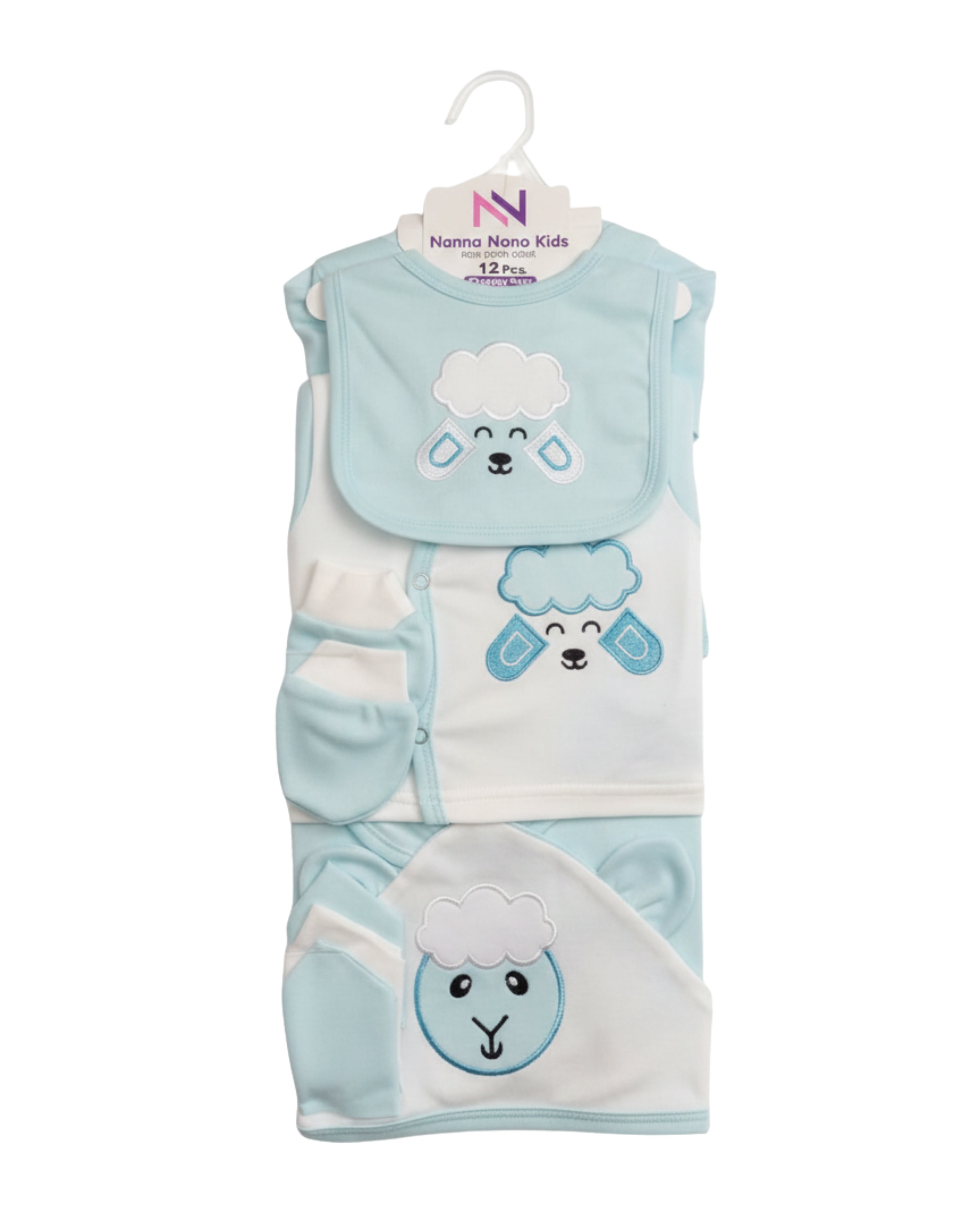 Interlock Cotton Fabric - Newborn 12 PC Starter Set - Little Lamb (Blue)
