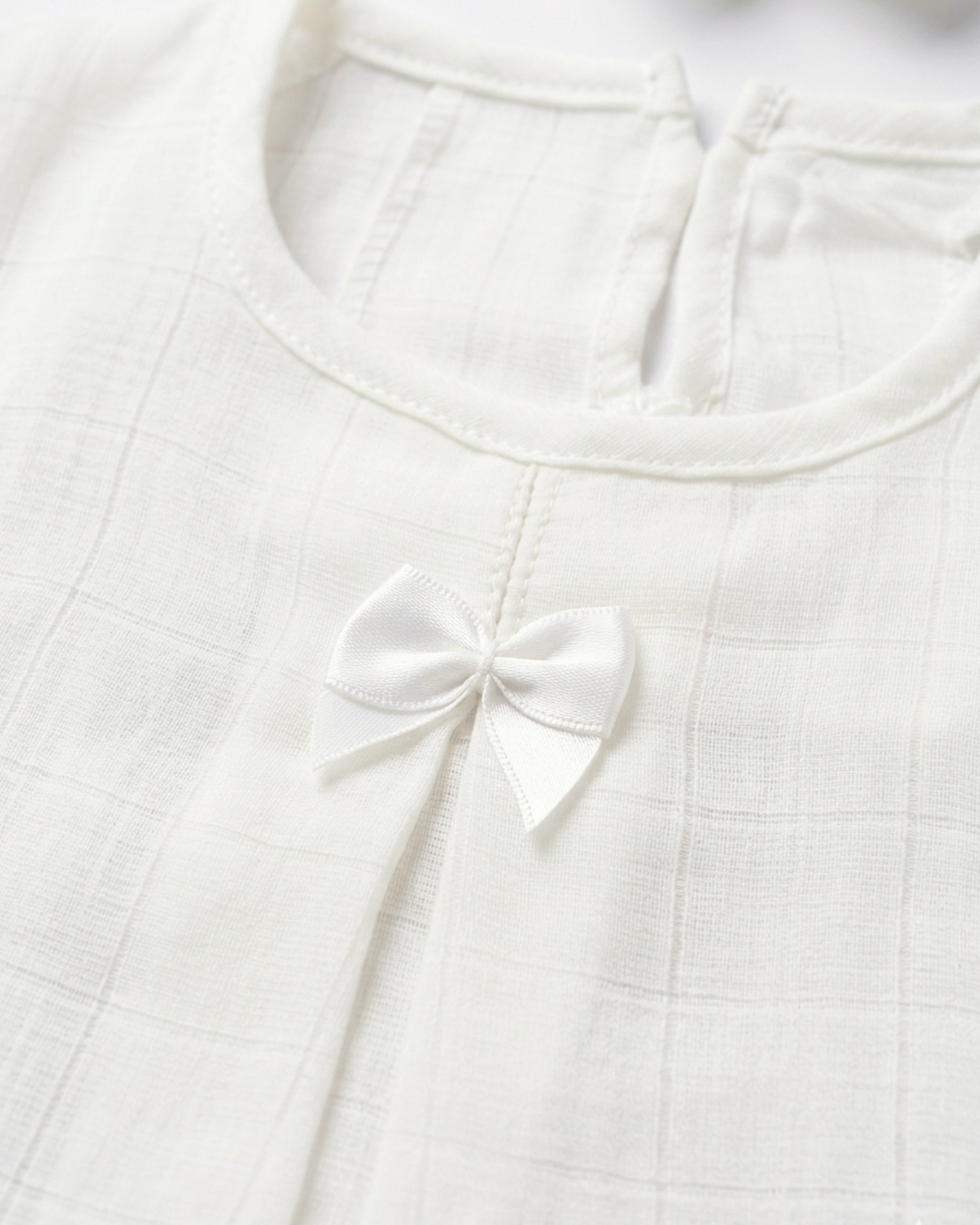 3-Piece Muslin Frock Set - Pearl White