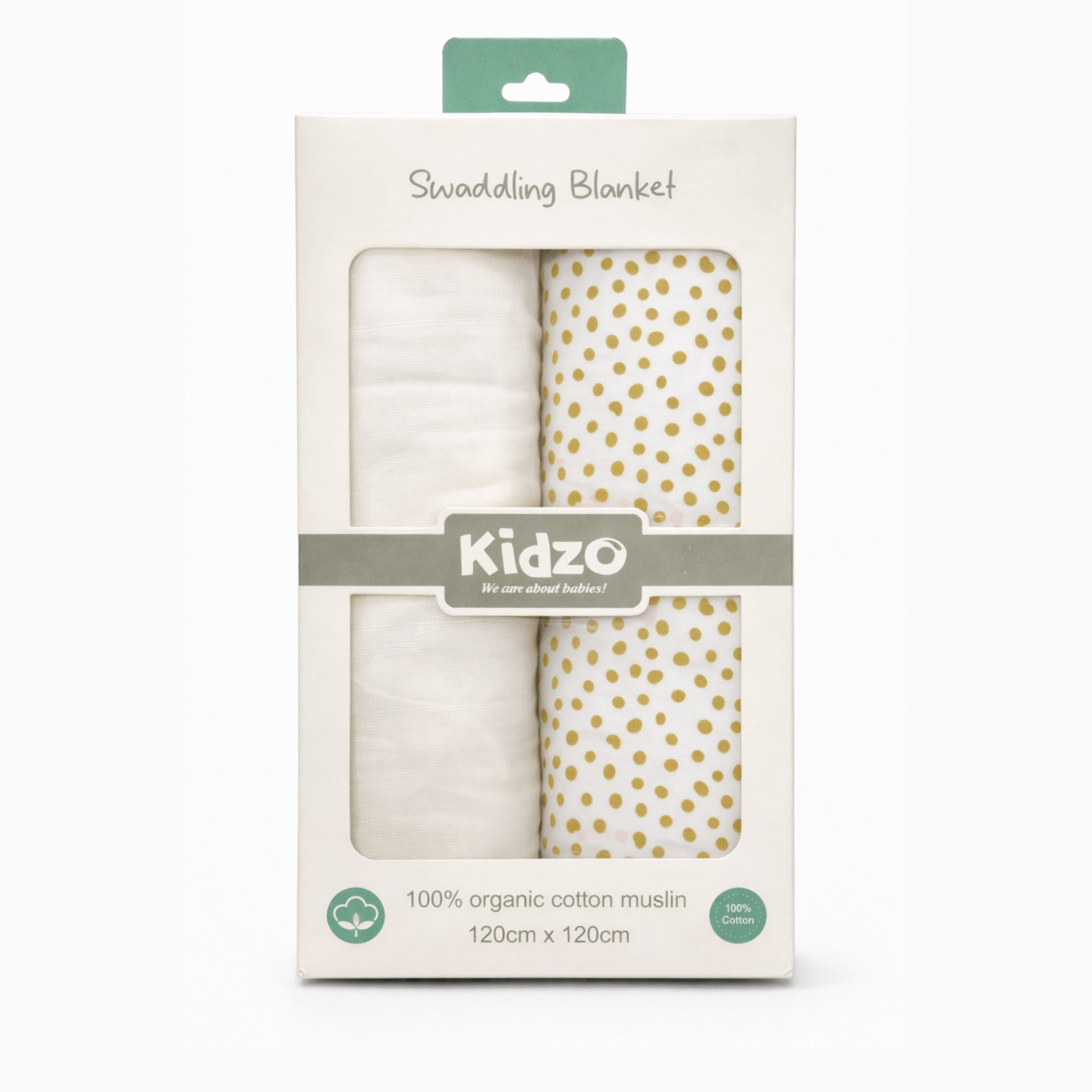 2-Piece Baby Muslin Swaddling Blanket Set (Golden Dots)