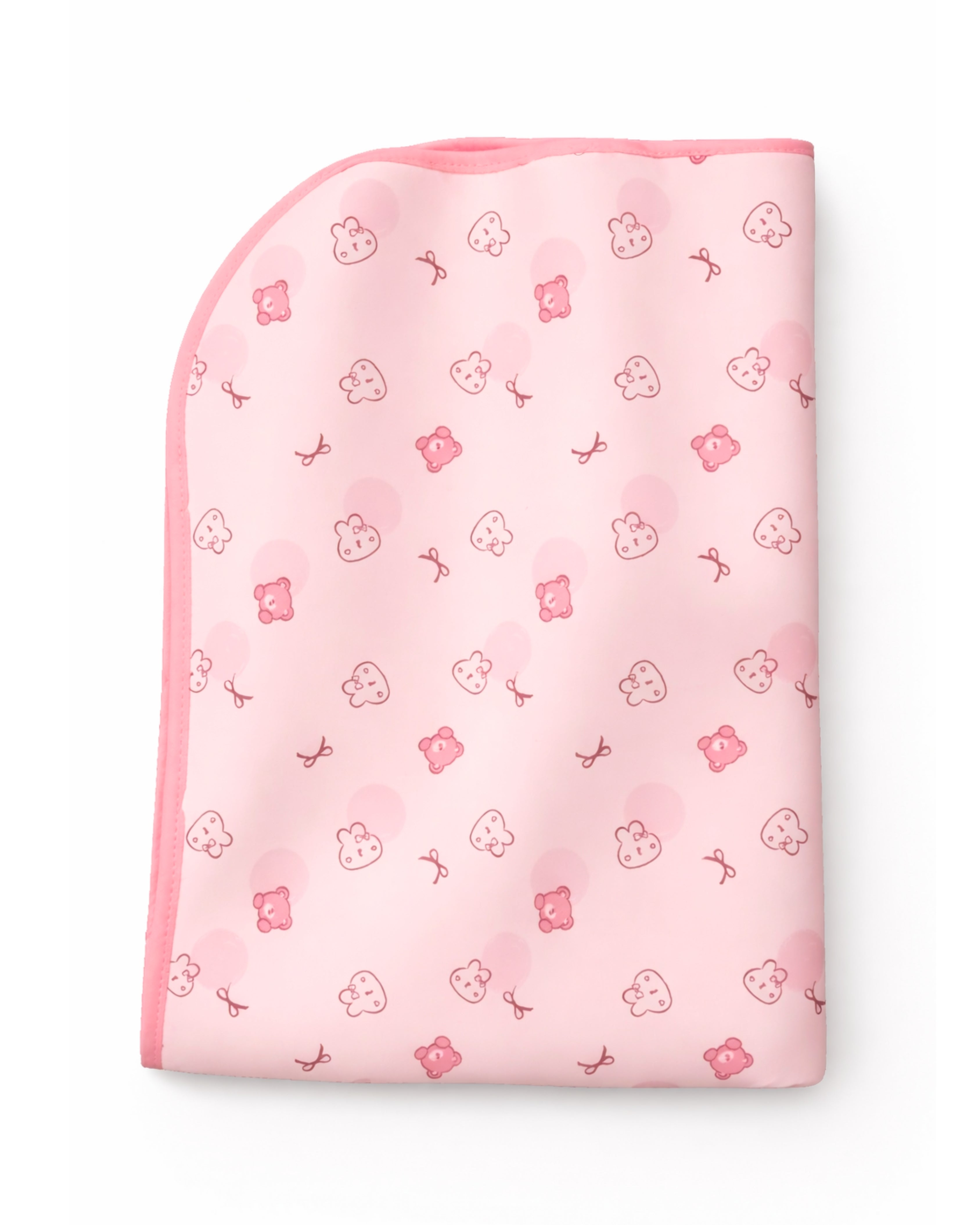 Waterproof Diaper Changing Sheet –  Bear and Bunny (Pink) (19x27 Inches)