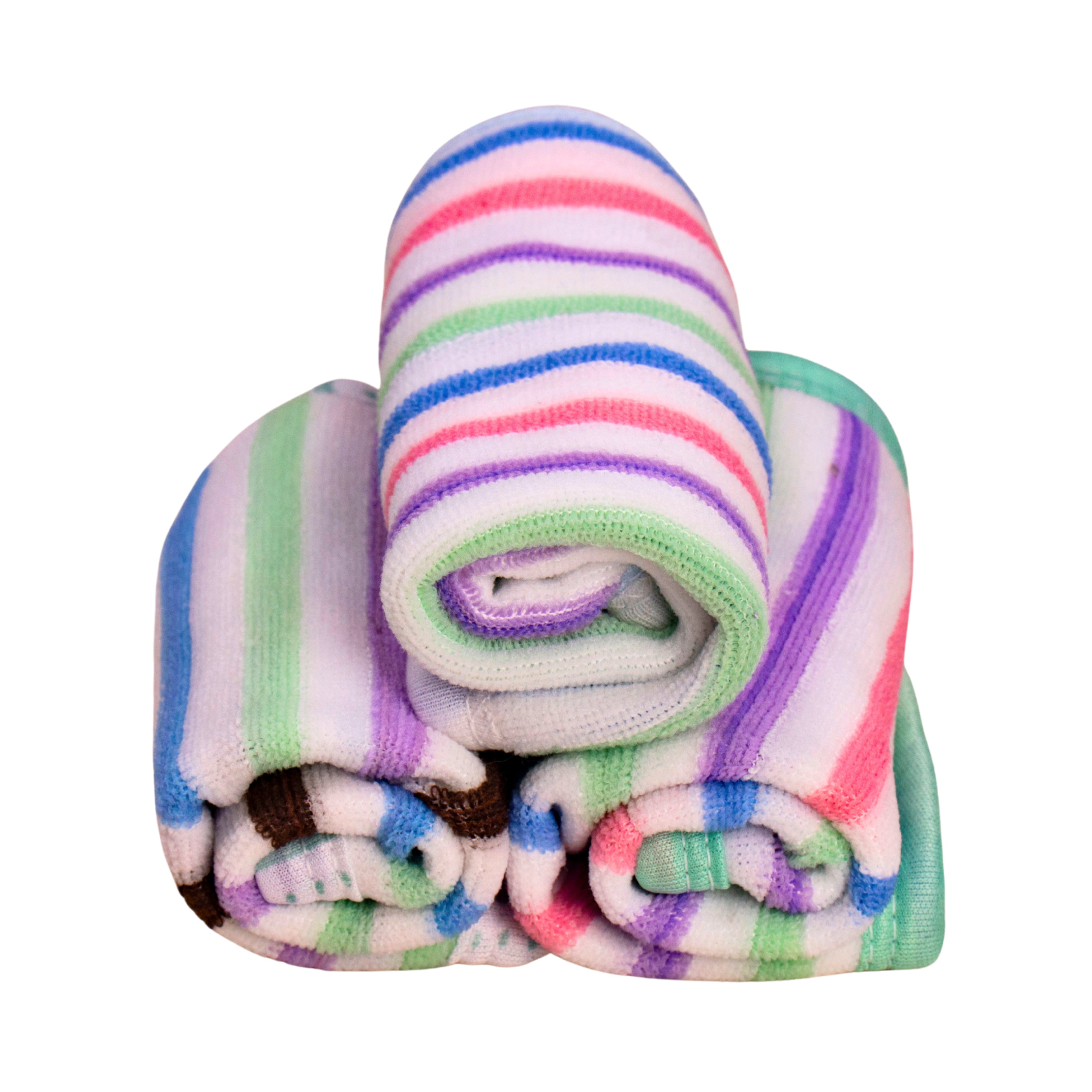3 Pcs Striped Baby Washcloth Set – Soft Towels with Colorful Edges
