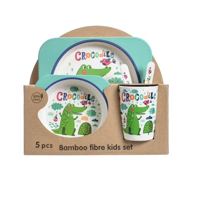 5-Piece Eco-Friendly Bamboo Fibre Kids Dinnerware Set