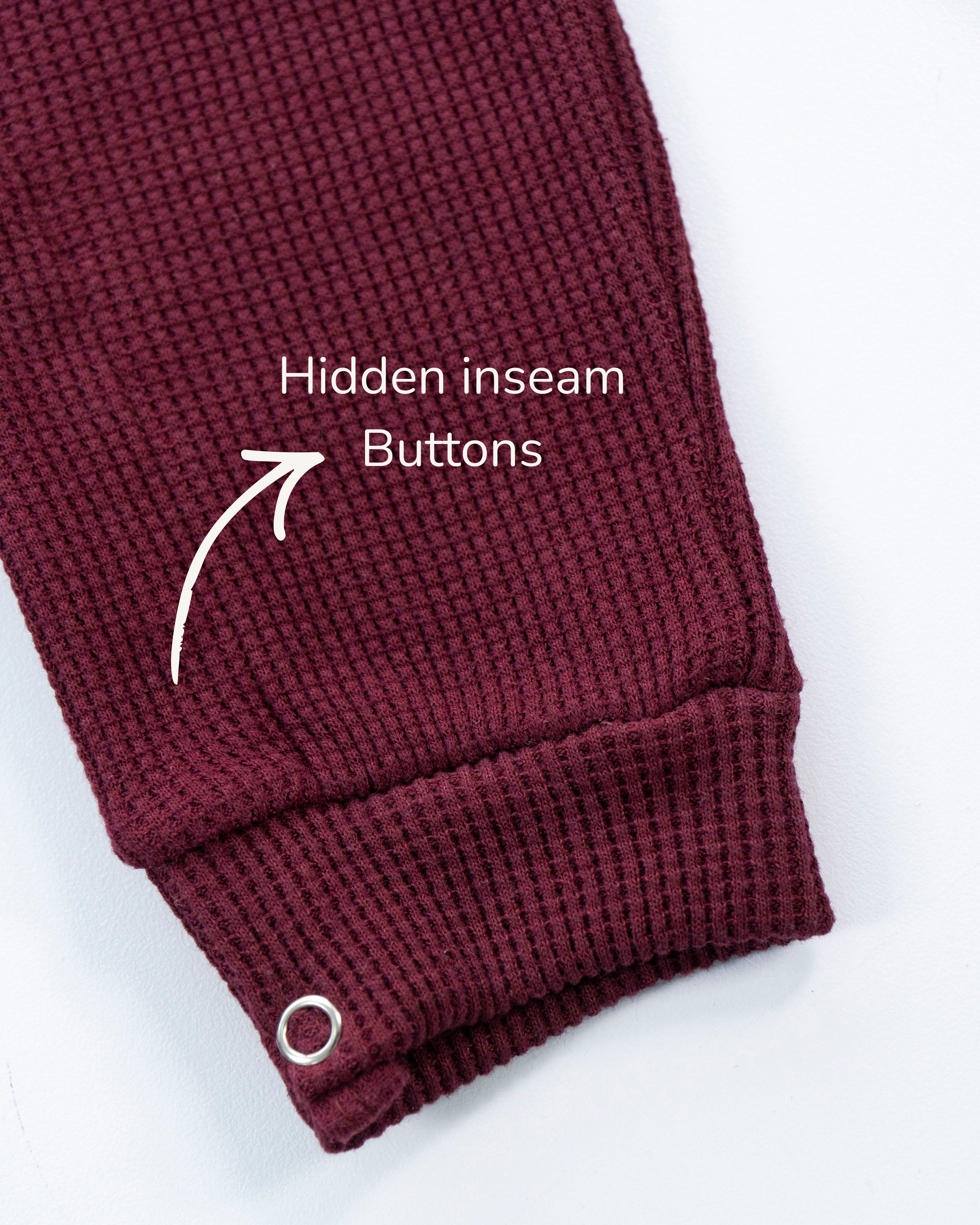 Waffle Knit Thermal Romper – (Maroon)