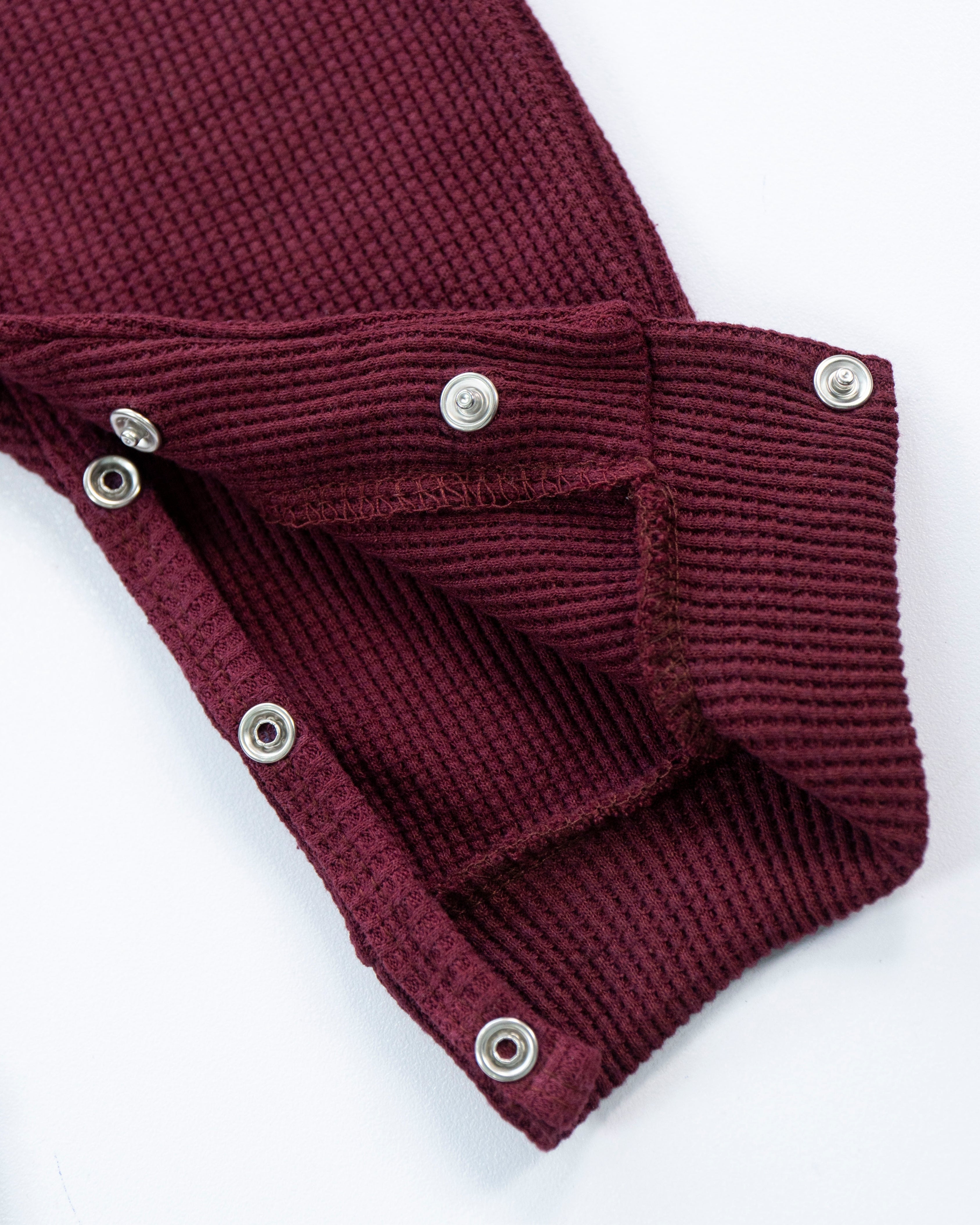 Waffle Knit Thermal Romper – (Maroon)