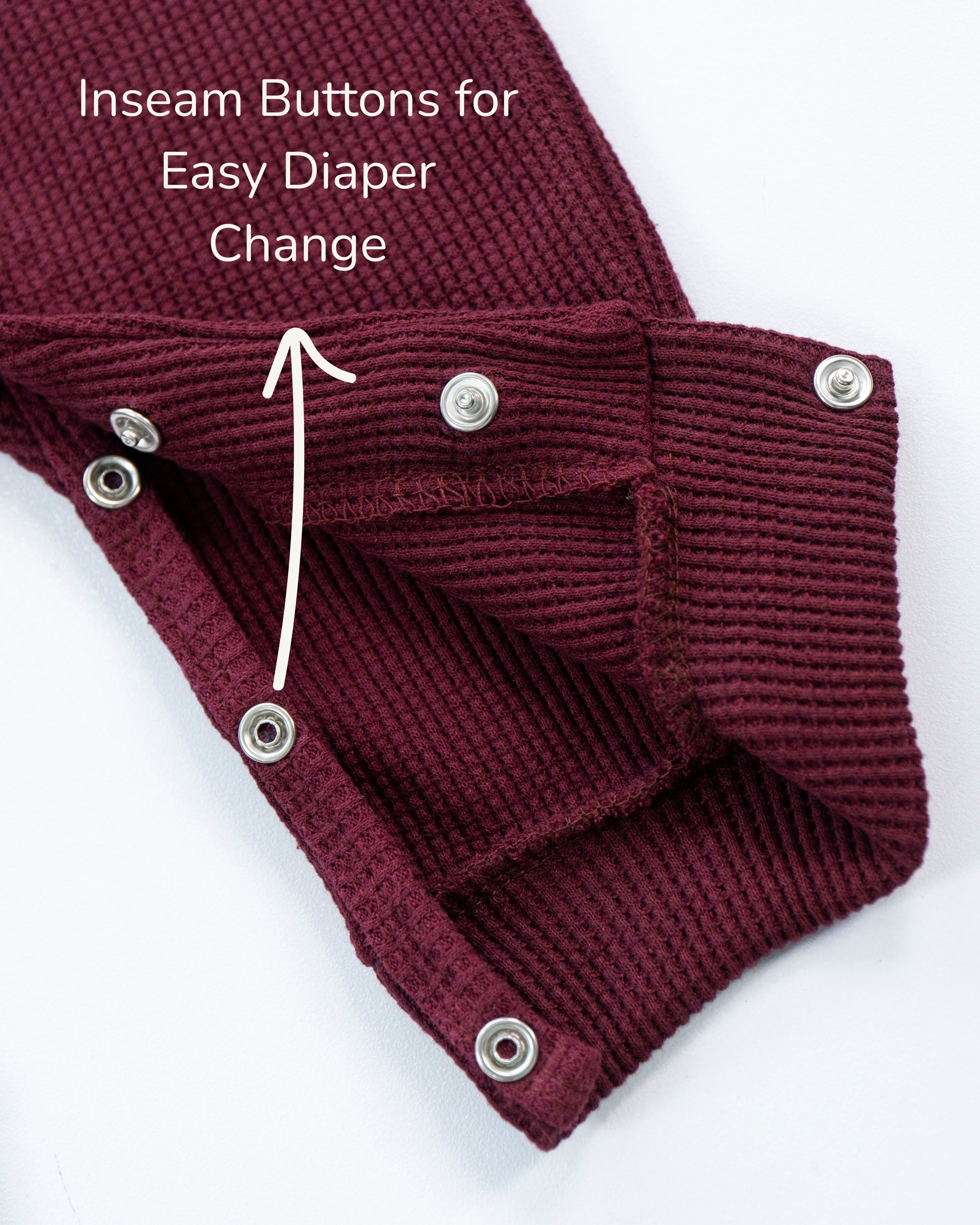 Waffle Knit Thermal Romper – (Maroon)