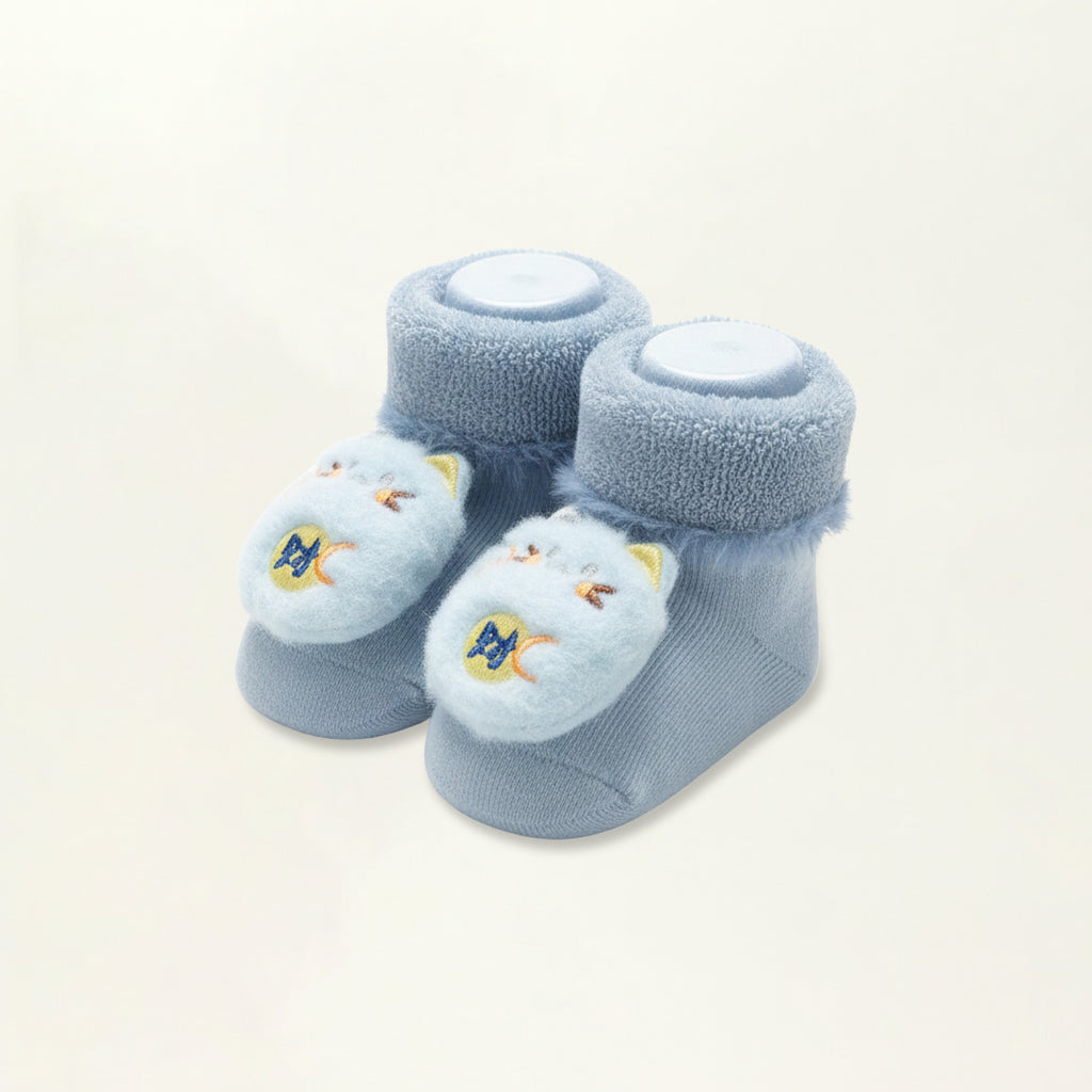 Baby Booties – Infant Soft Socks (Blue Cat)