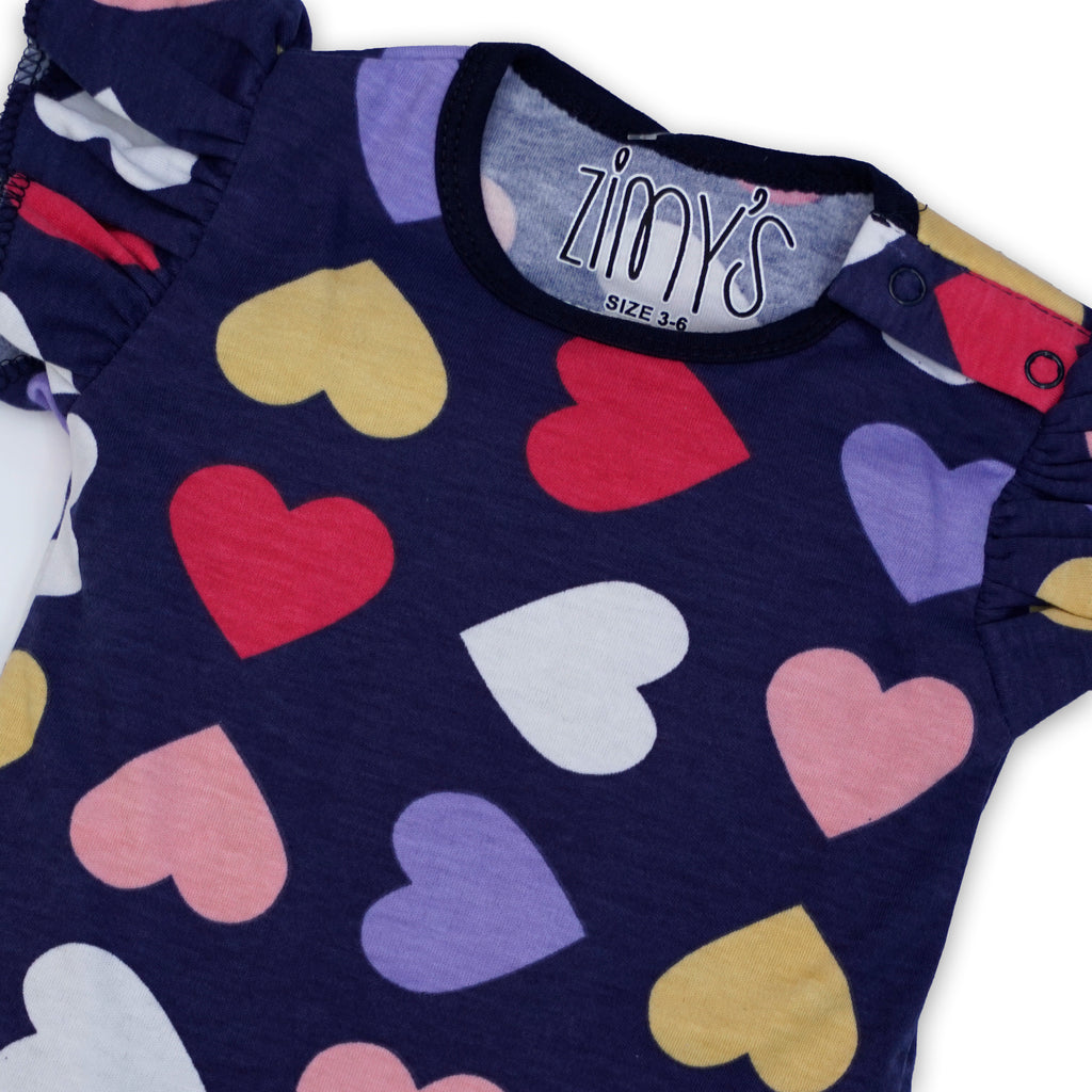Navy Hearts Bodysuit - (With Frills)