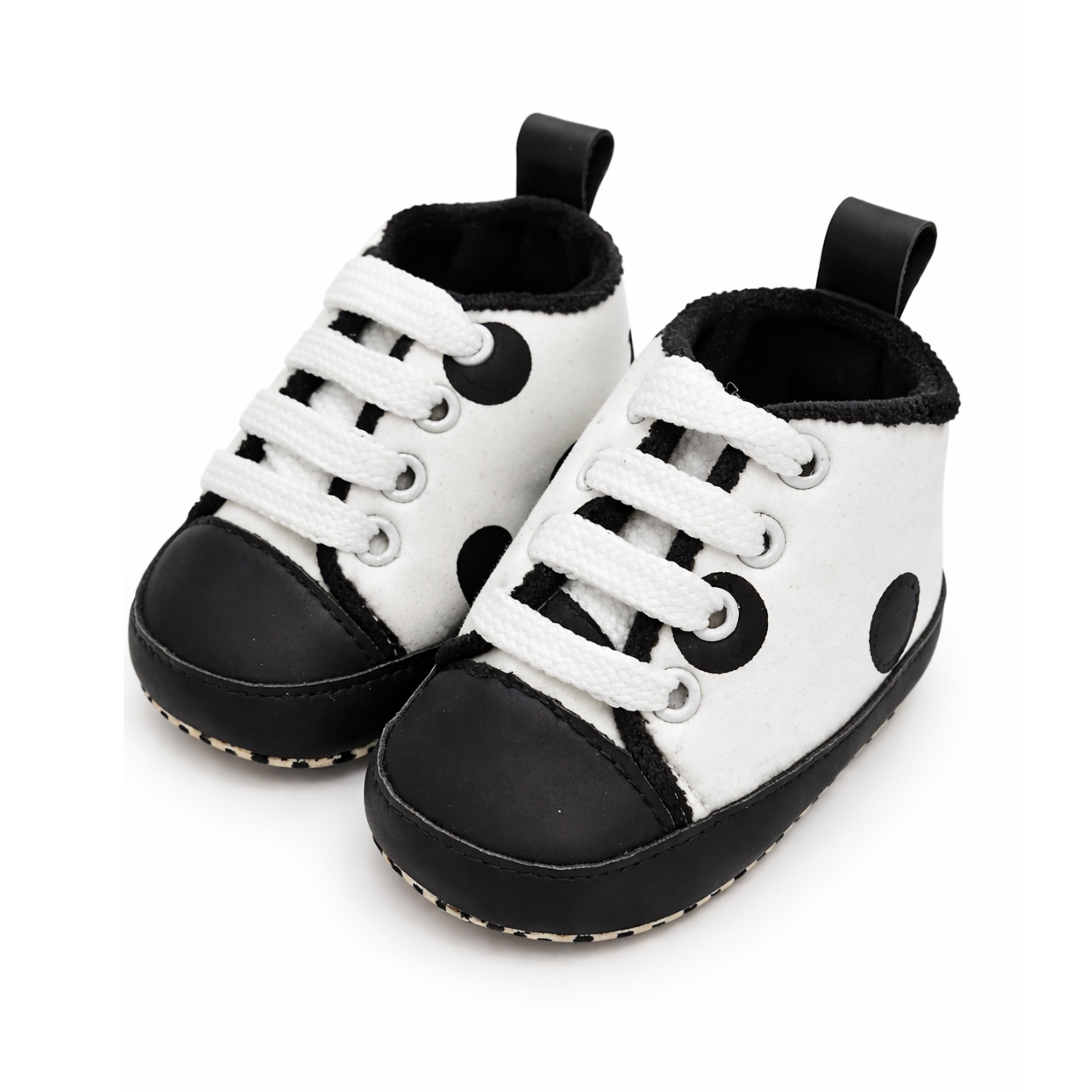 Baby Soft Sole Sneakers – (Black Polka)
