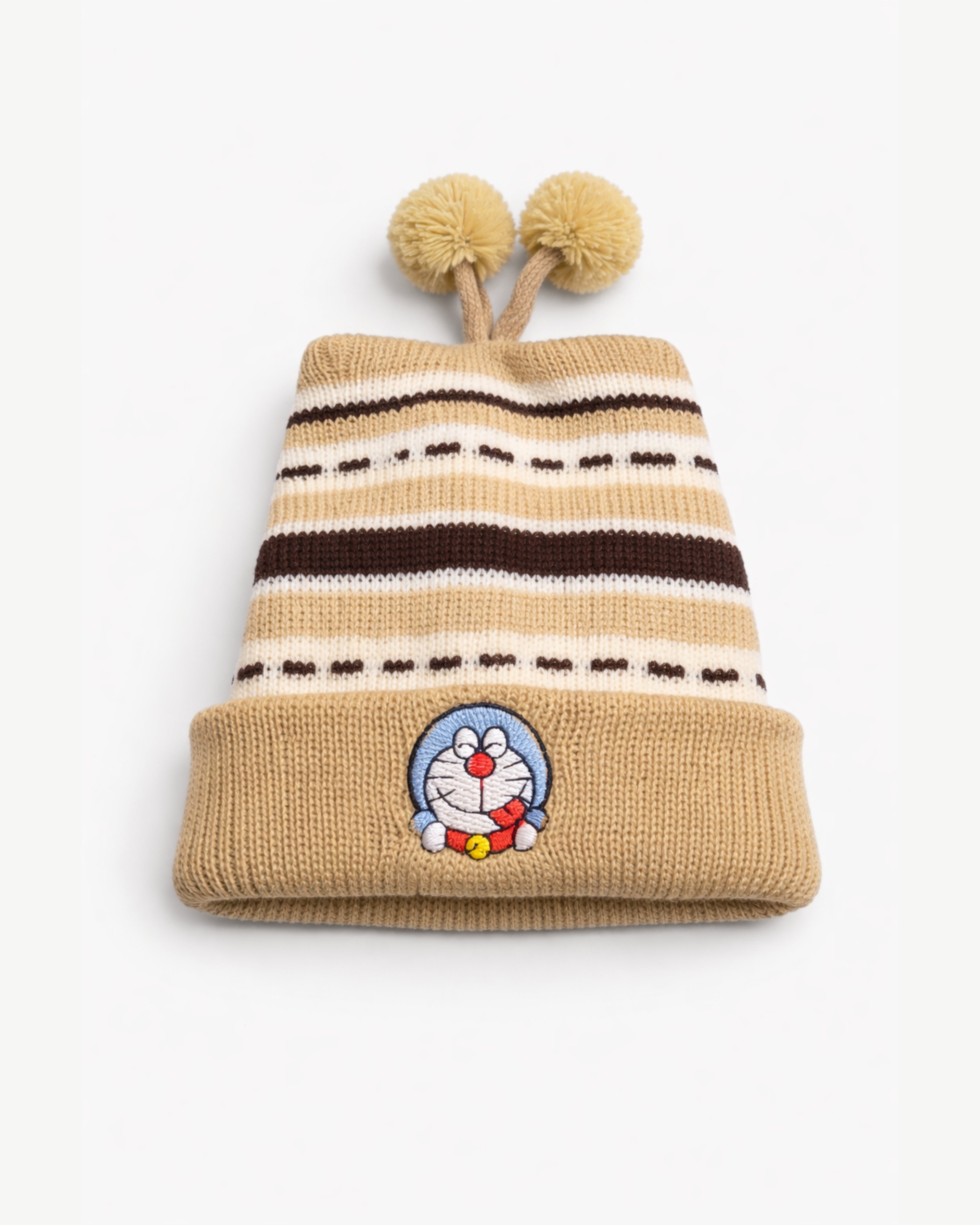 Baby Winter Beanie - Free Size Wniter Cap - Brown Character Stripe