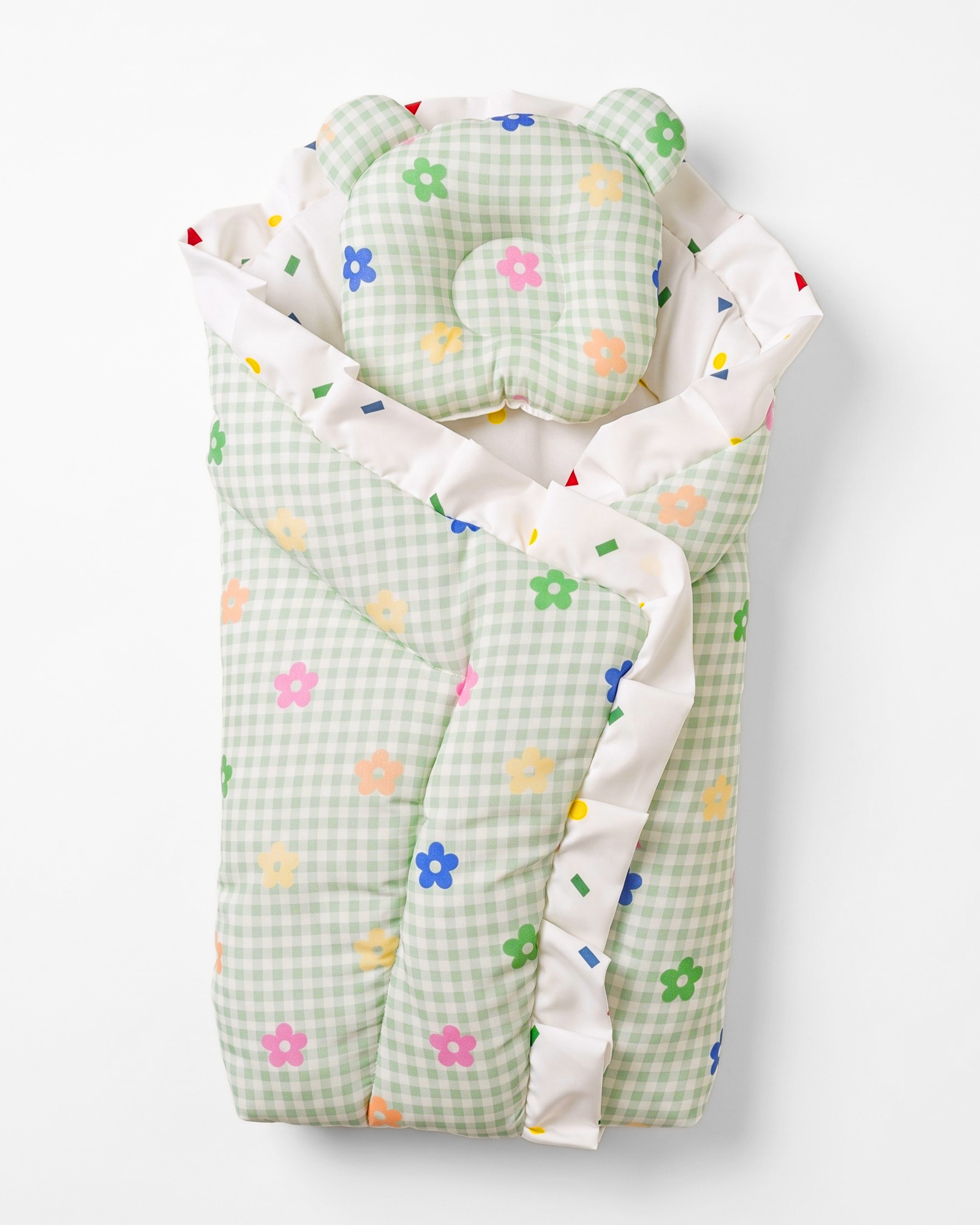 Carry Nest 2 PC - Baby Sleeping Bag - Green Checks