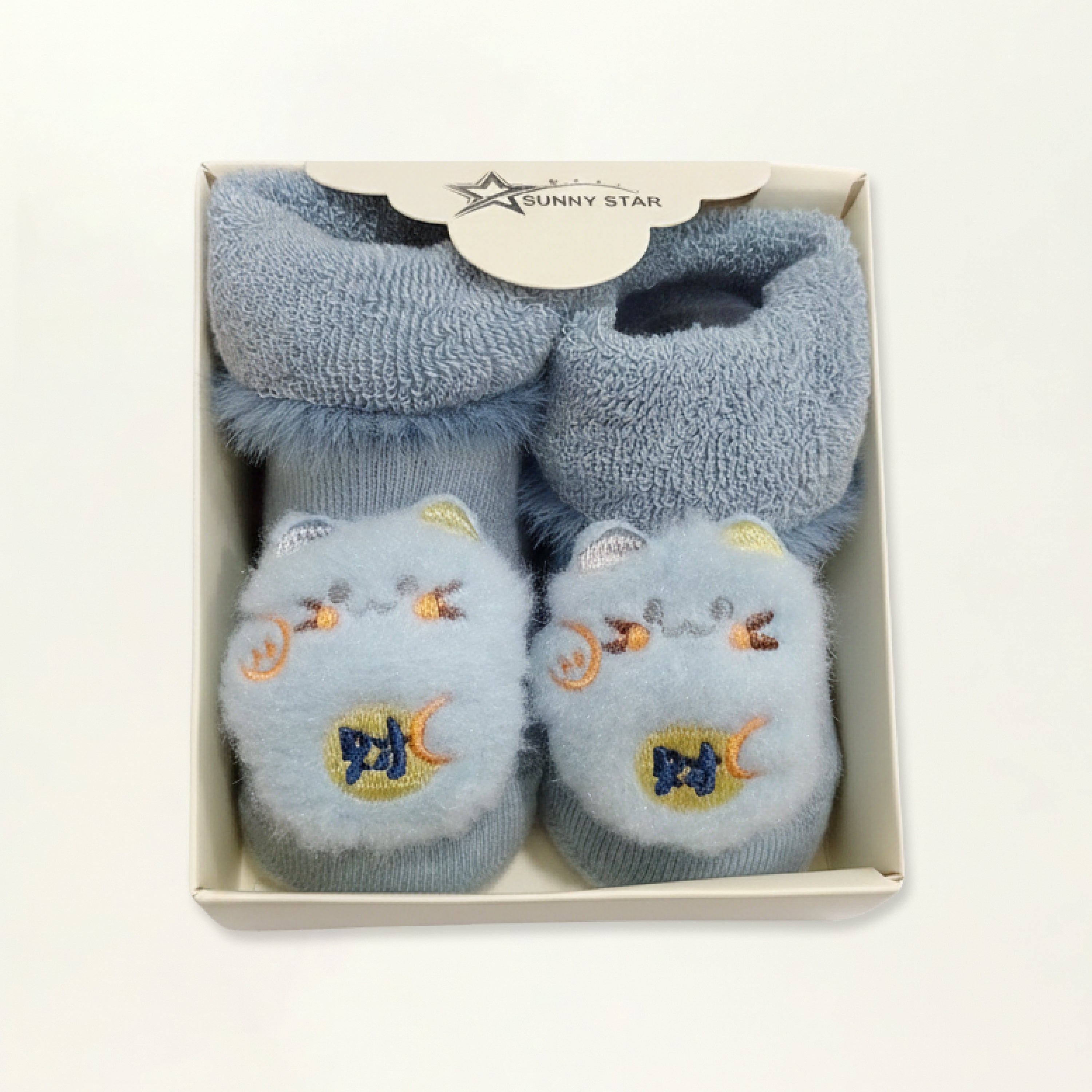 Baby Booties – Infant Soft Socks (Blue Cat)