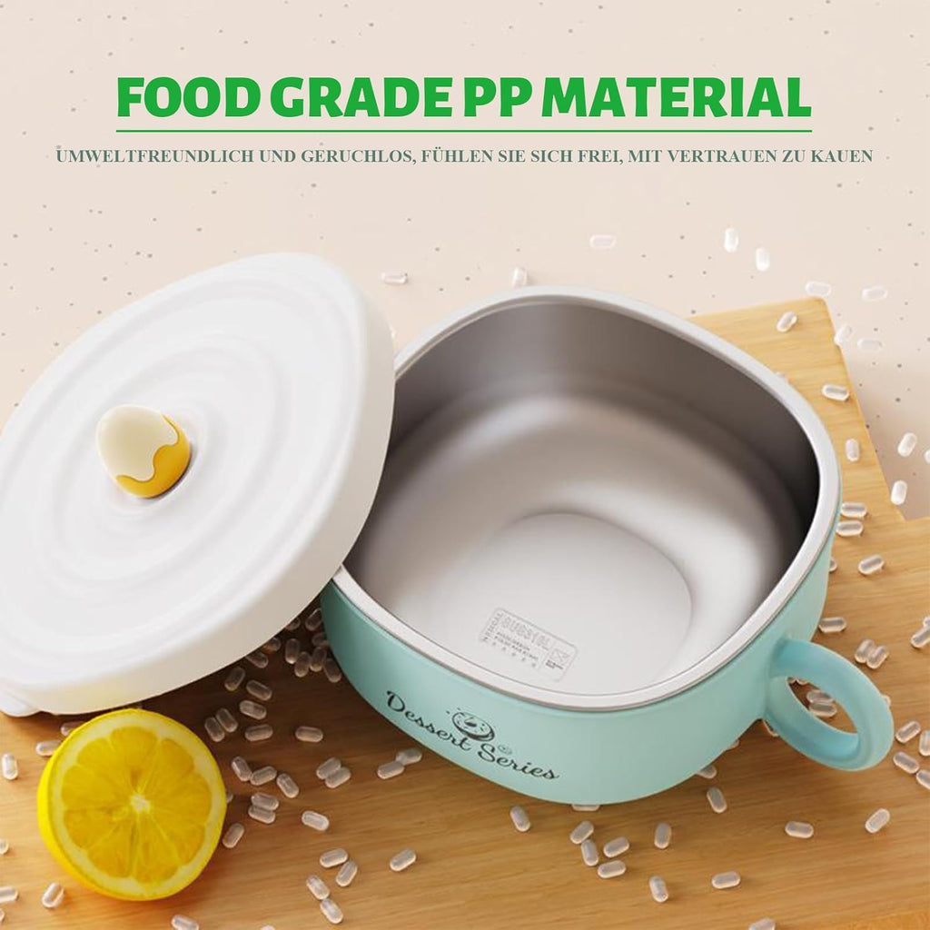 Kids Insulated Bowl with Lid – Double-Layer Stainless Steel Baby Bowl