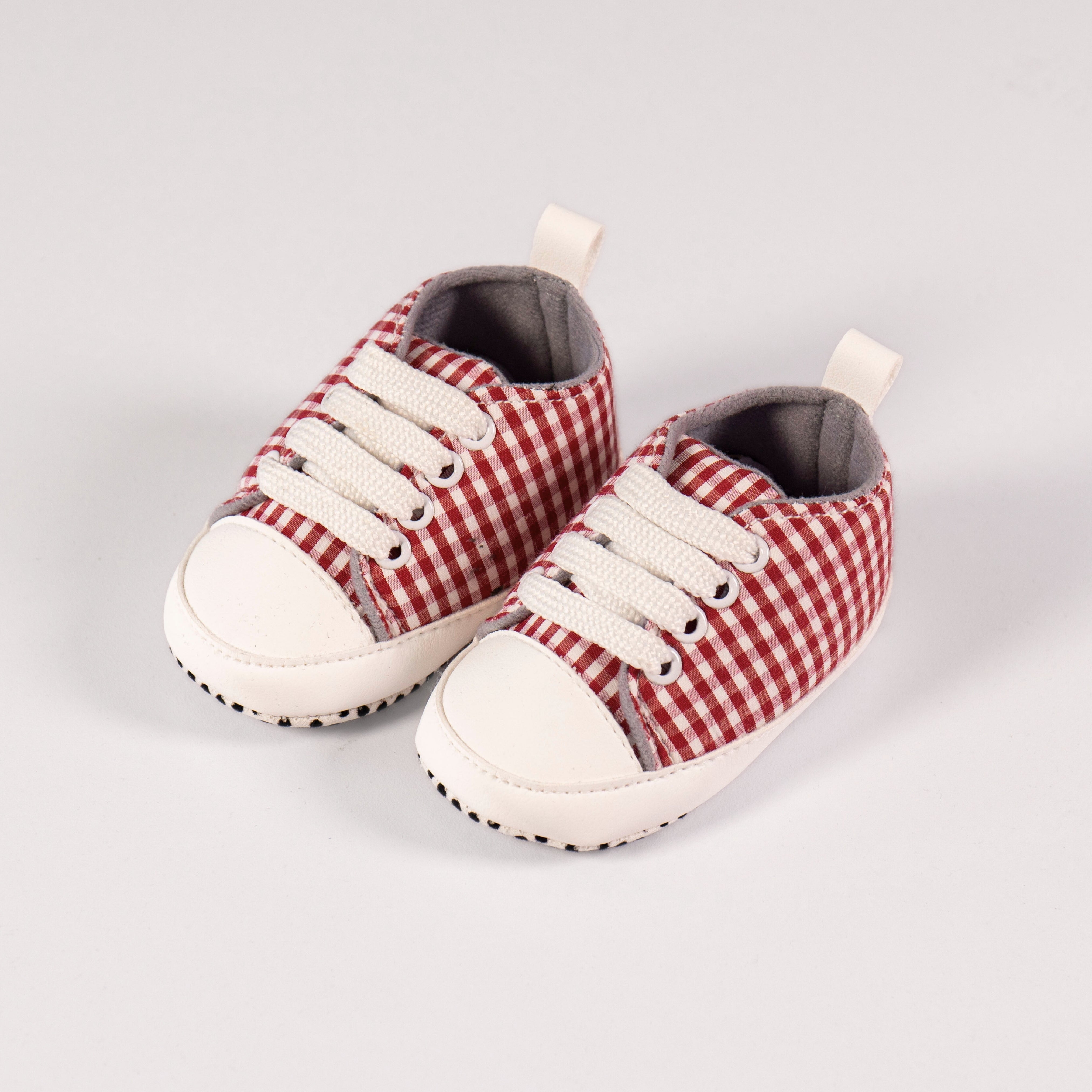 Baby Soft Sole Sneakers – Red Checkered