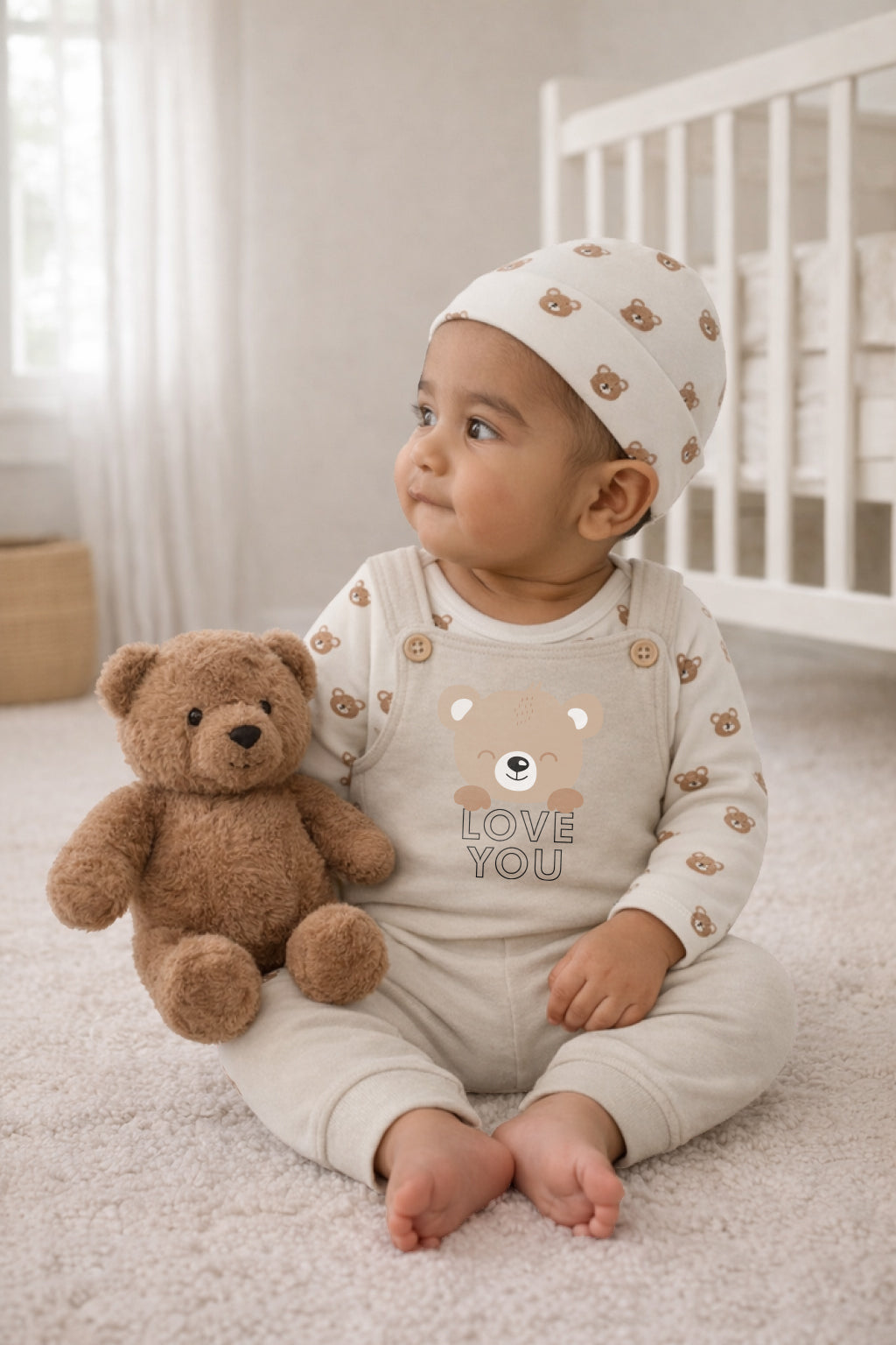 Bear Love 3-Piece Dungaree Set