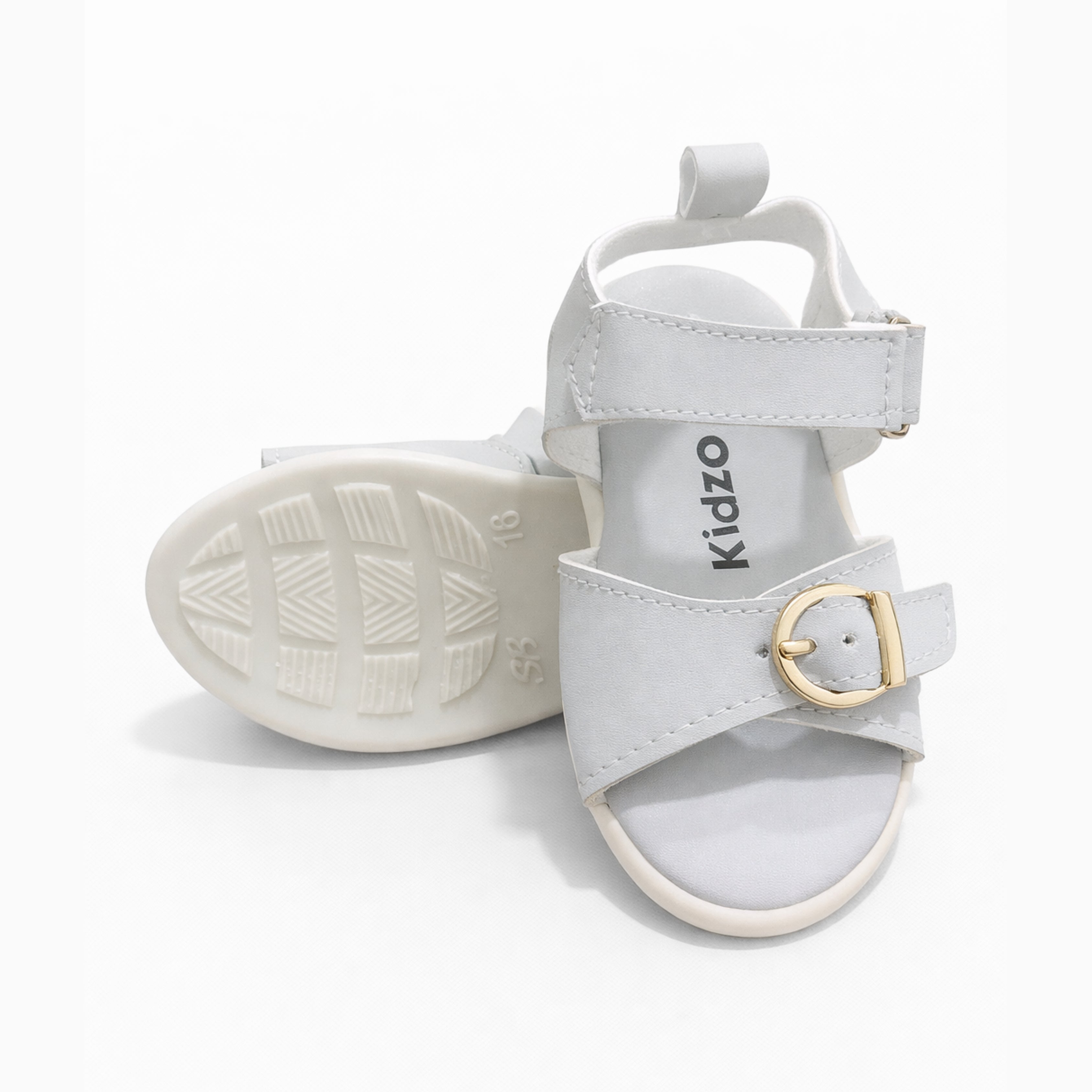 Baby Girl Sandals/Shoes - Buckle Sandals (Grey)