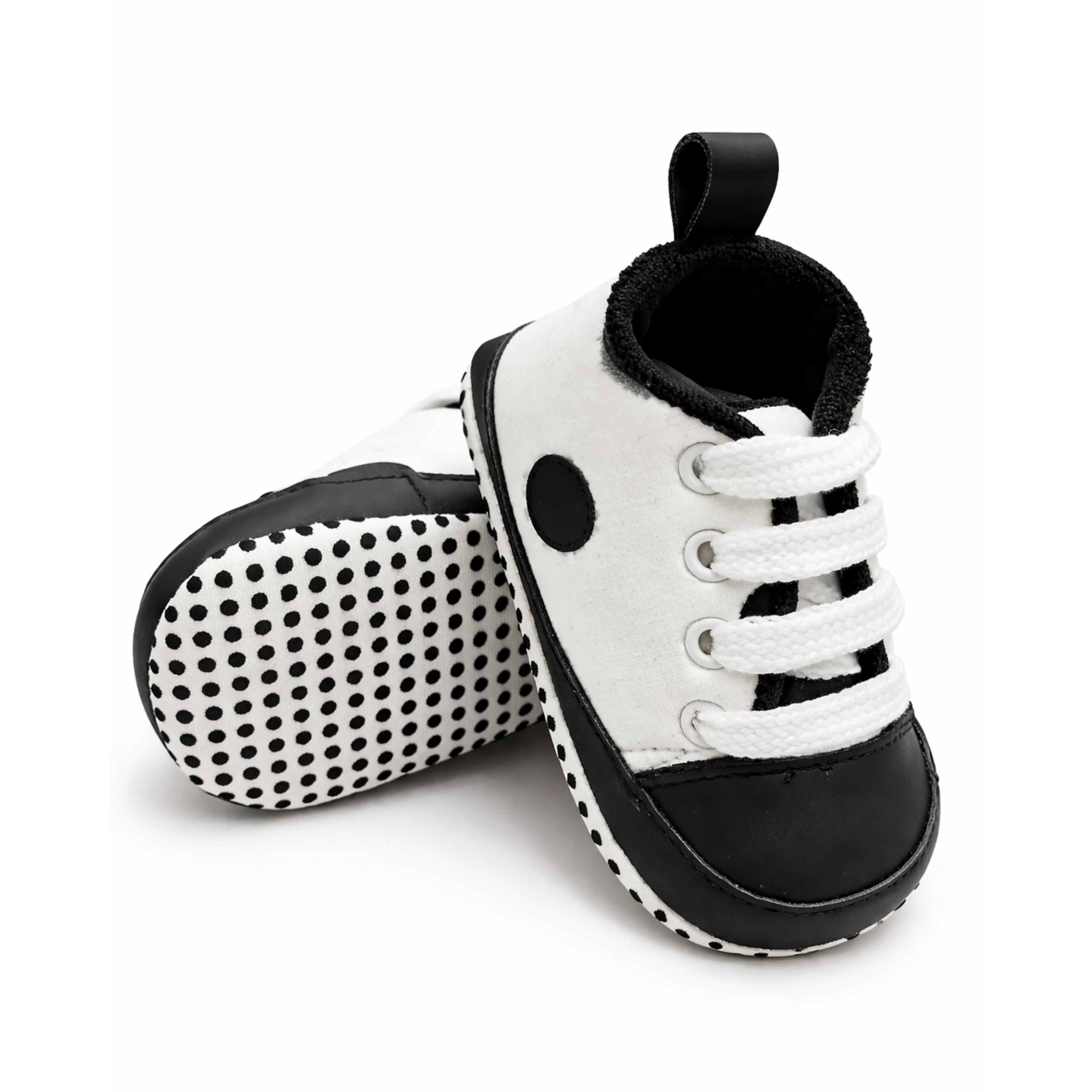 Baby Soft Sole Sneakers – (Black Polka)