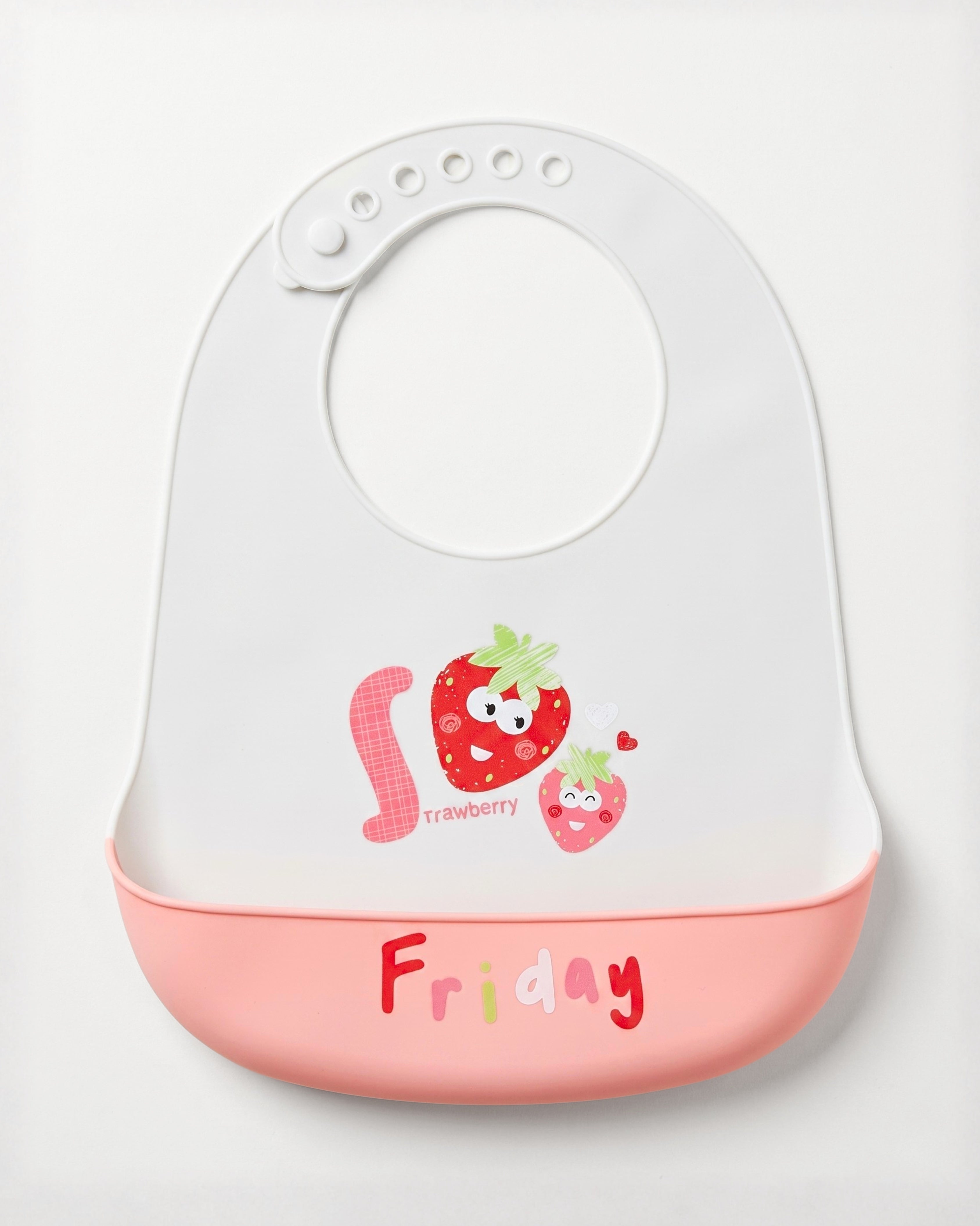 Adjustable Food-Grade Silicone Bib - BPA-free - Friday Strawberry