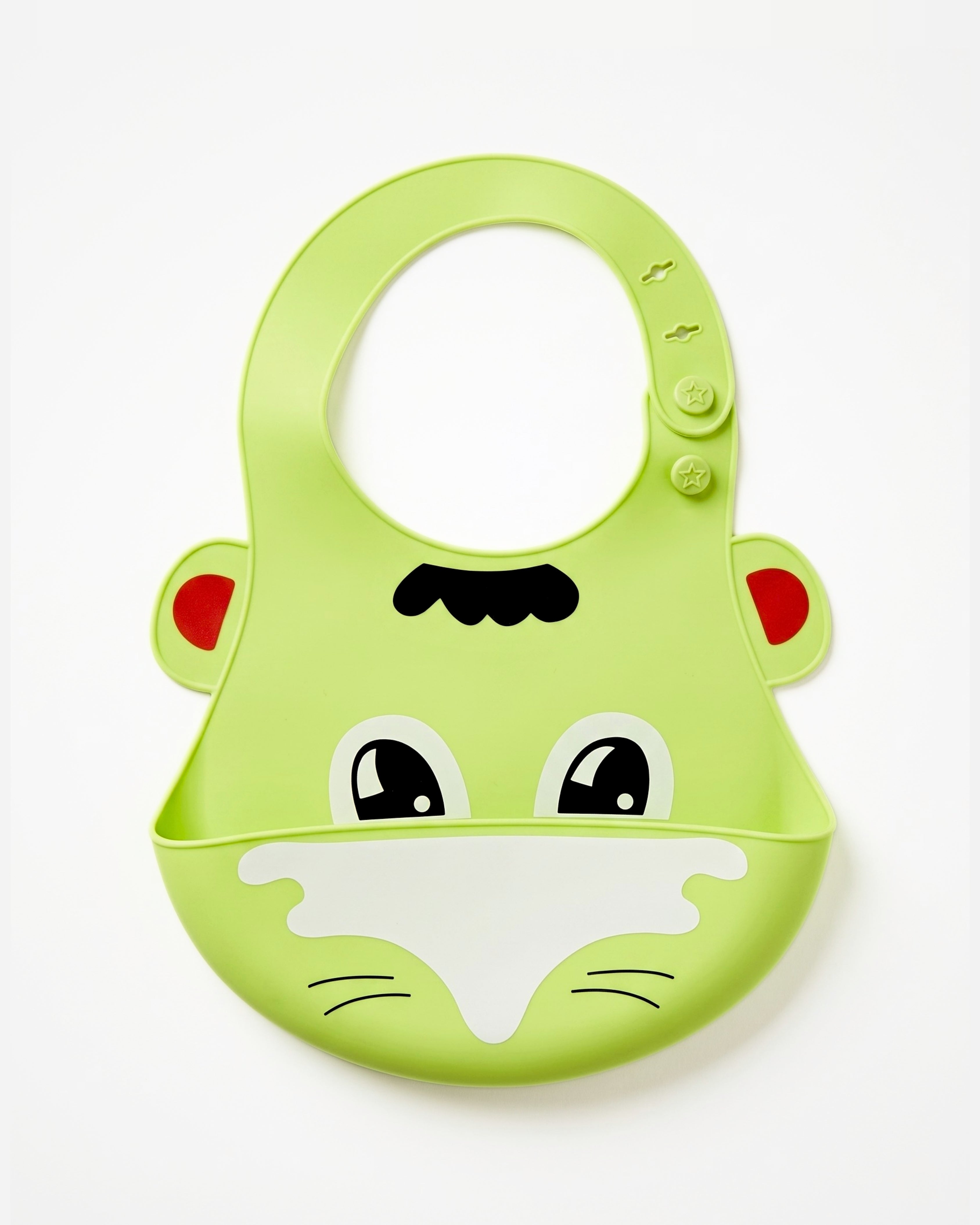 Adjustable Food-Grade Silicone Bib - BPA-free - Green Character
