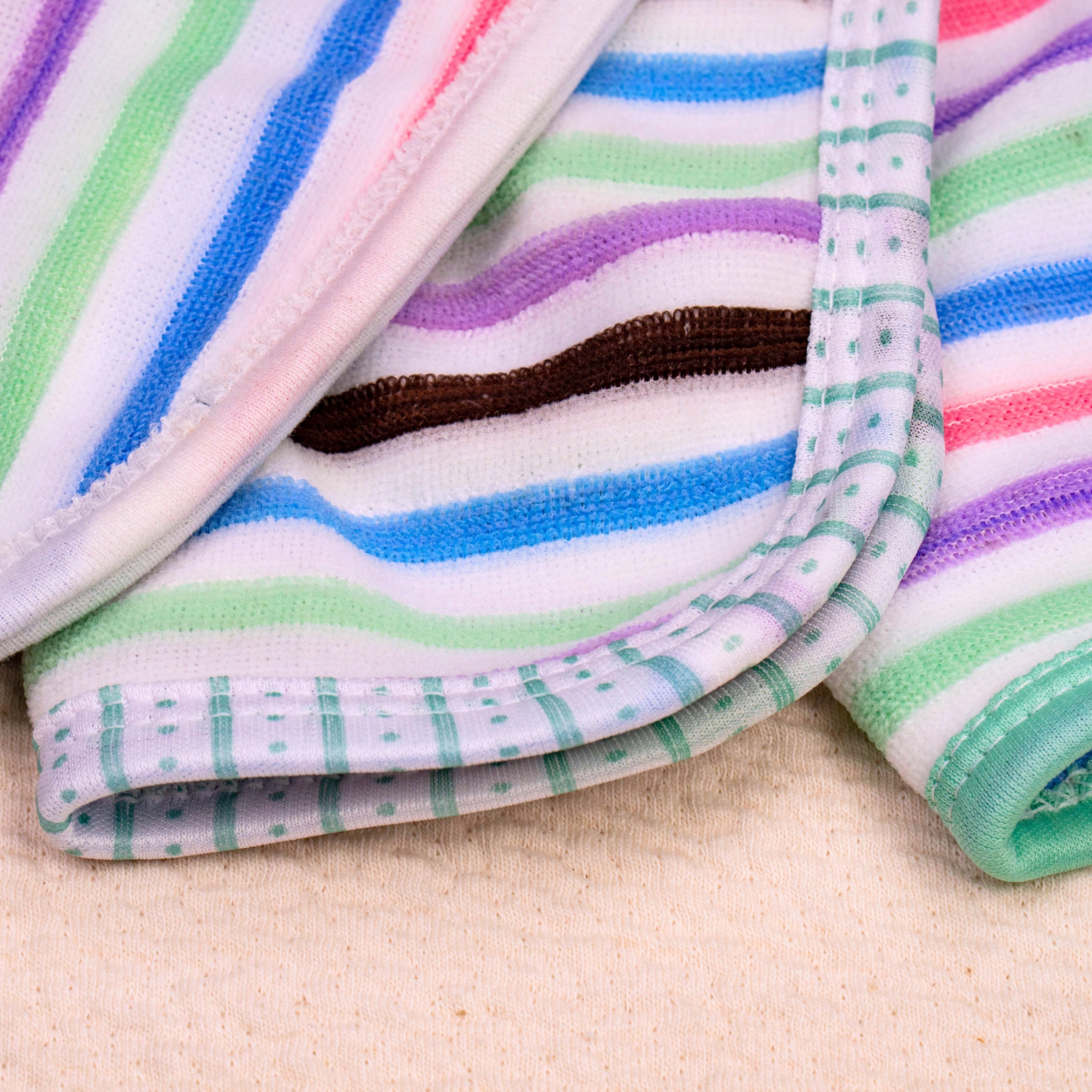3 Pcs Striped Baby Washcloth Set – Soft Towels with Colorful Edges