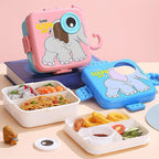 Kids Elephant Stackable Bento Lunch Box – Multi-Compartment Container with Sauce Pot