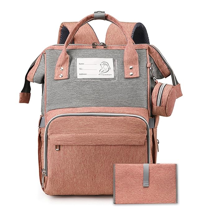 Baby Diaper & Accessories Bag - Mothercare Backpack - (Grey & Peach)