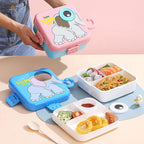 Kids Elephant Stackable Bento Lunch Box – Multi-Compartment Container with Sauce Pot