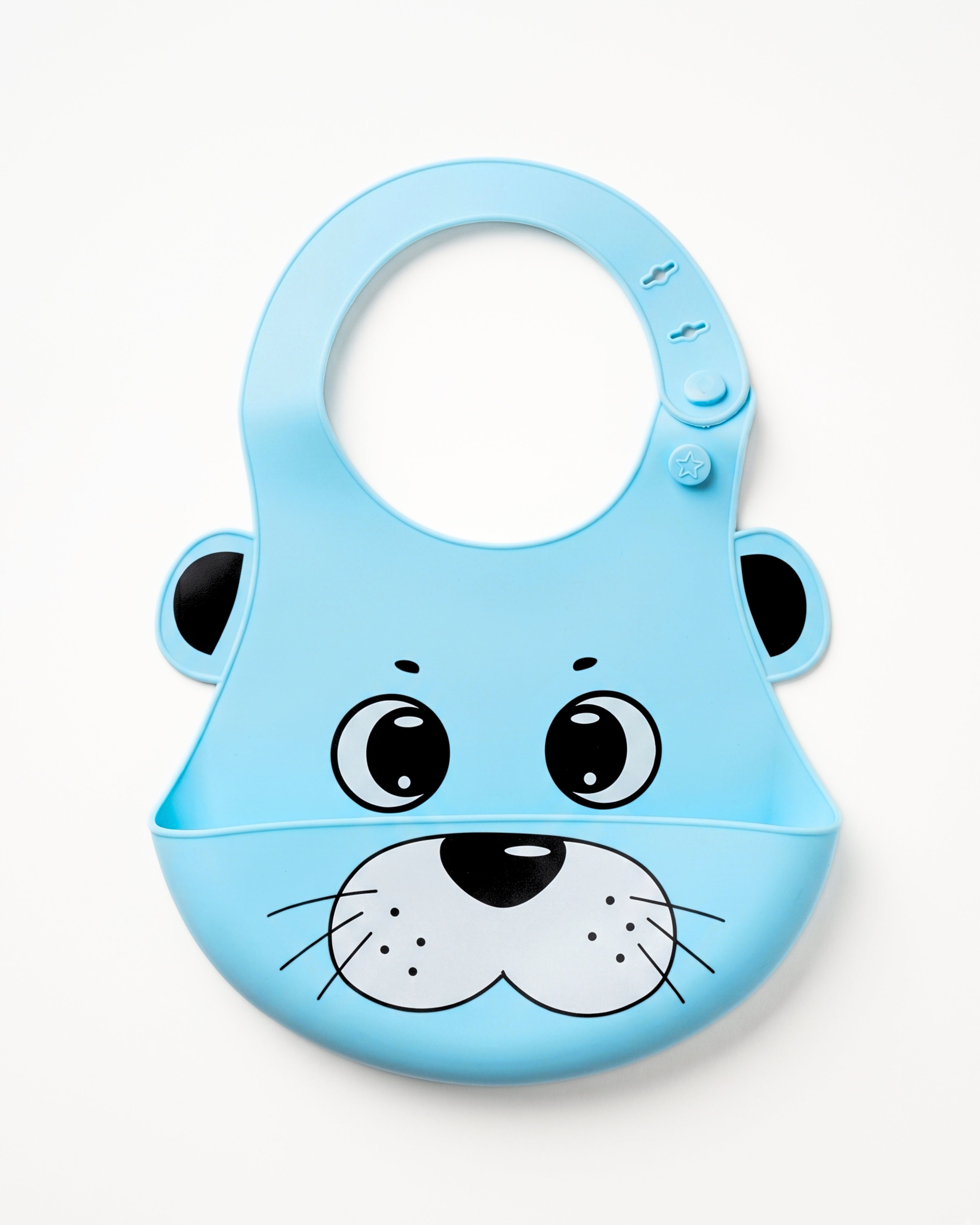 Adjustable Food-Grade Silicone Bib - BPA-free - Blue Character