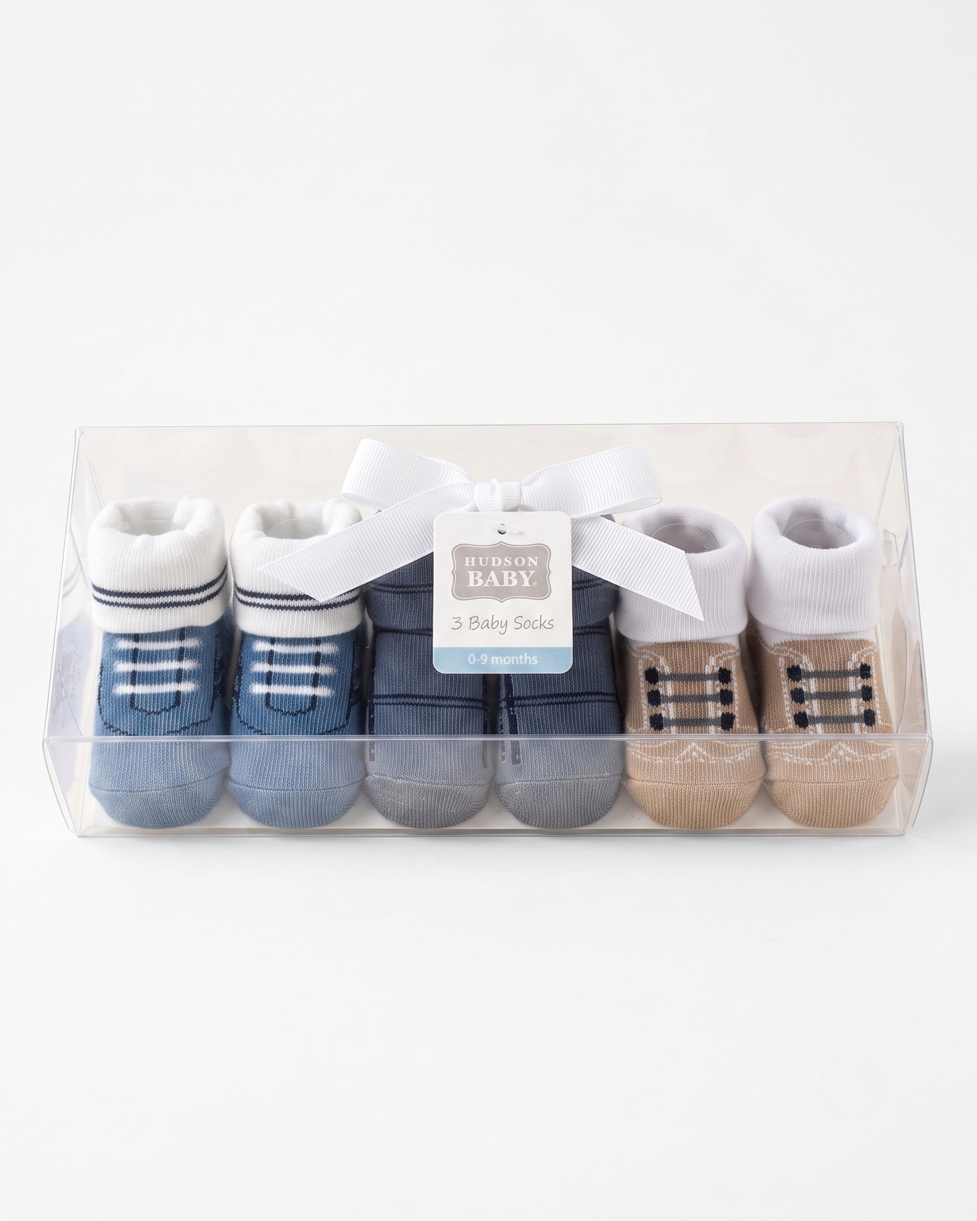 3-Piece Infant Bootie Socks (0-9 Months) - Blue & Khaki