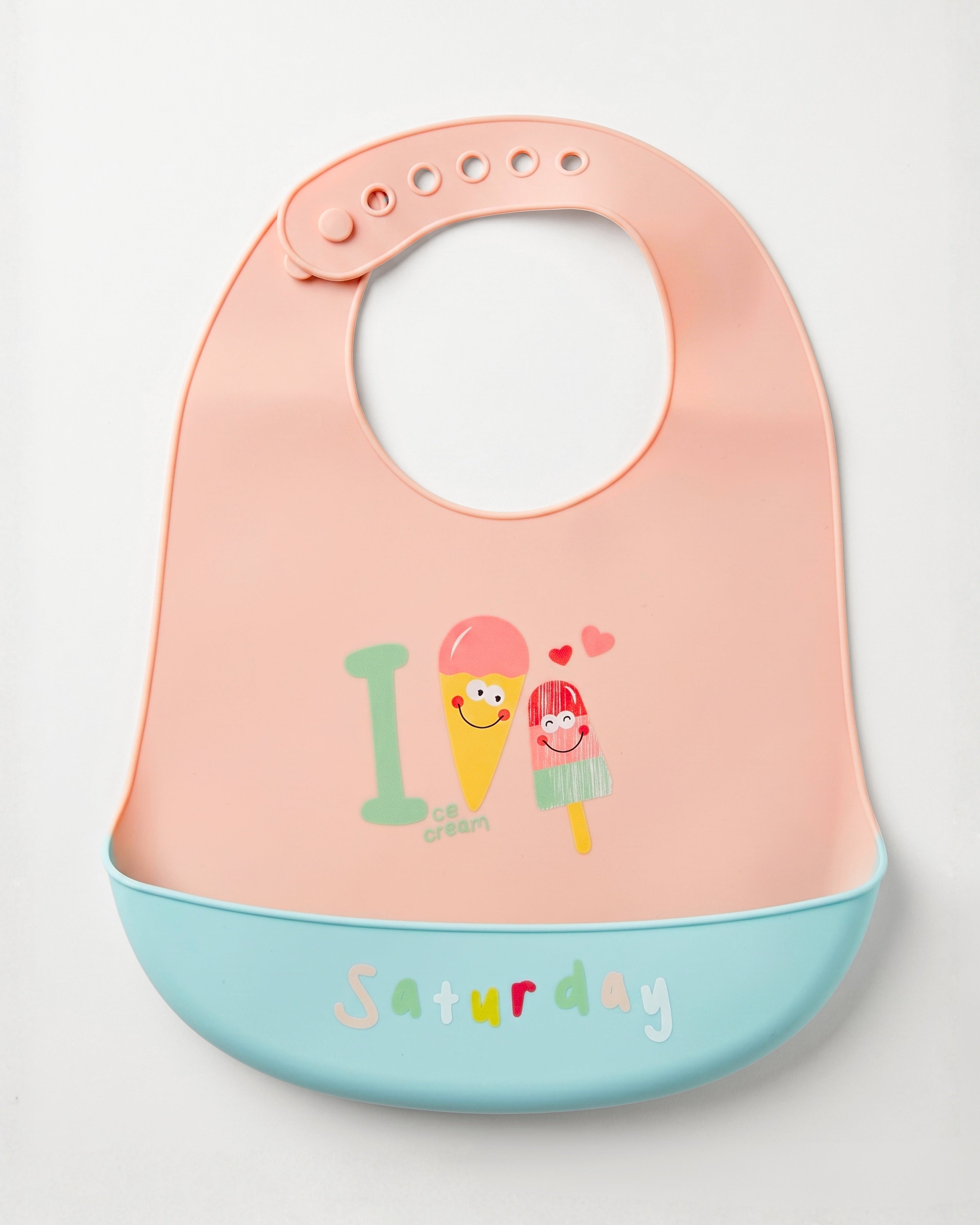 Adjustable Food-Grade Silicone Bib - BPA-free - Saturday Ice-Cream