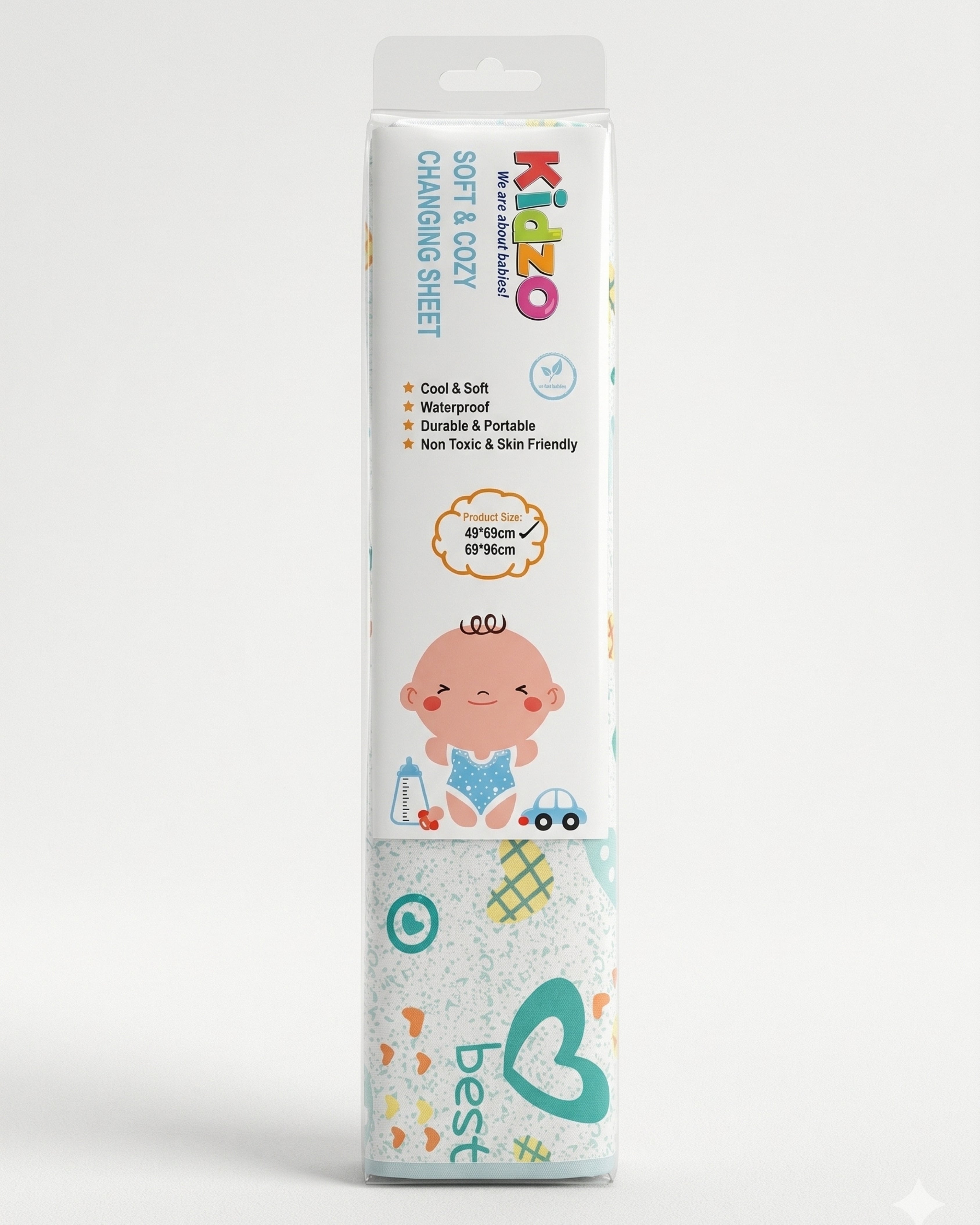 Waterproof Diaper Changing Sheet –  Tiny hearts (Green) (19x27 Inches)