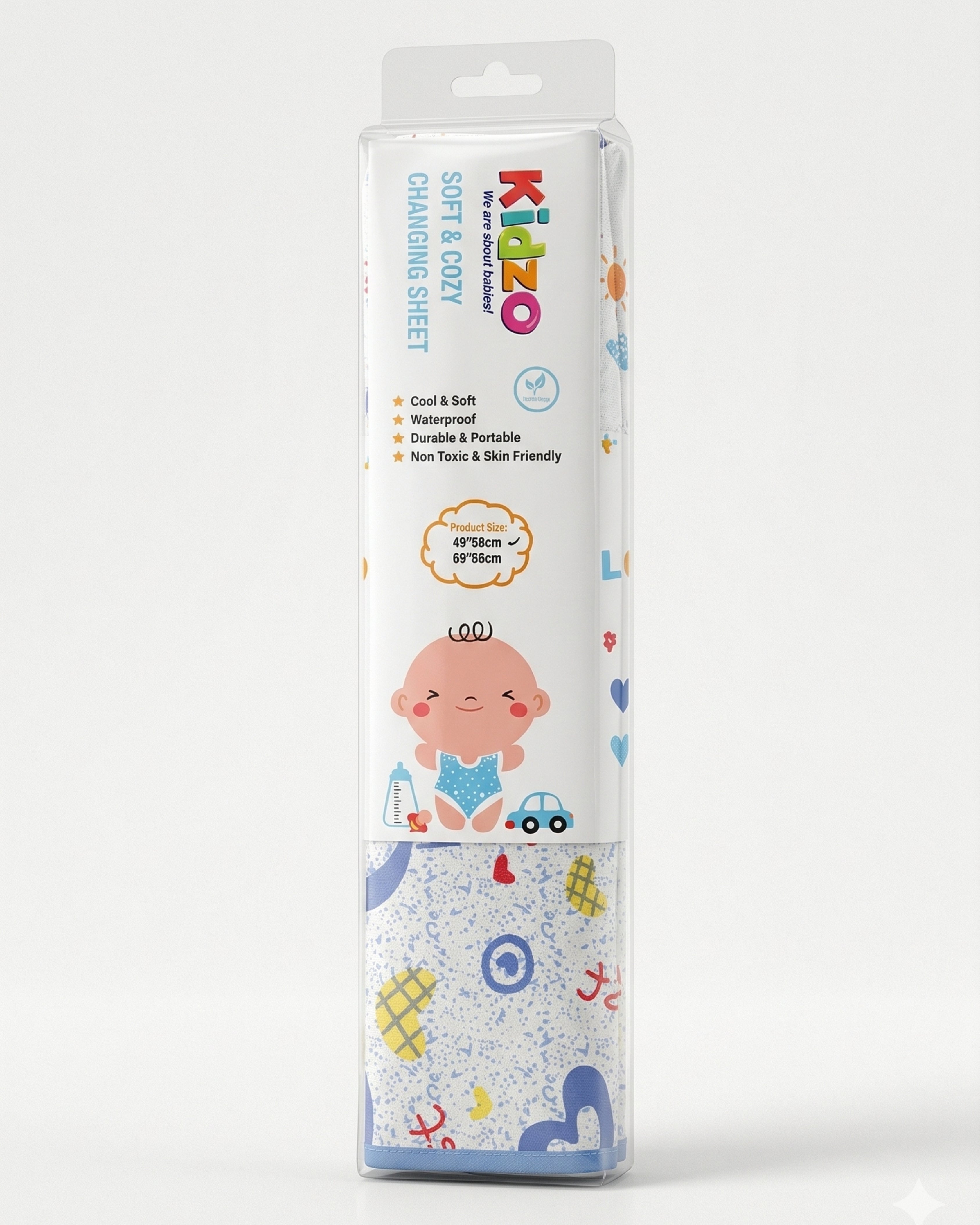 Waterproof Diaper Changing Sheet –  Tiny hearts (Blue) (19x27 Inches)