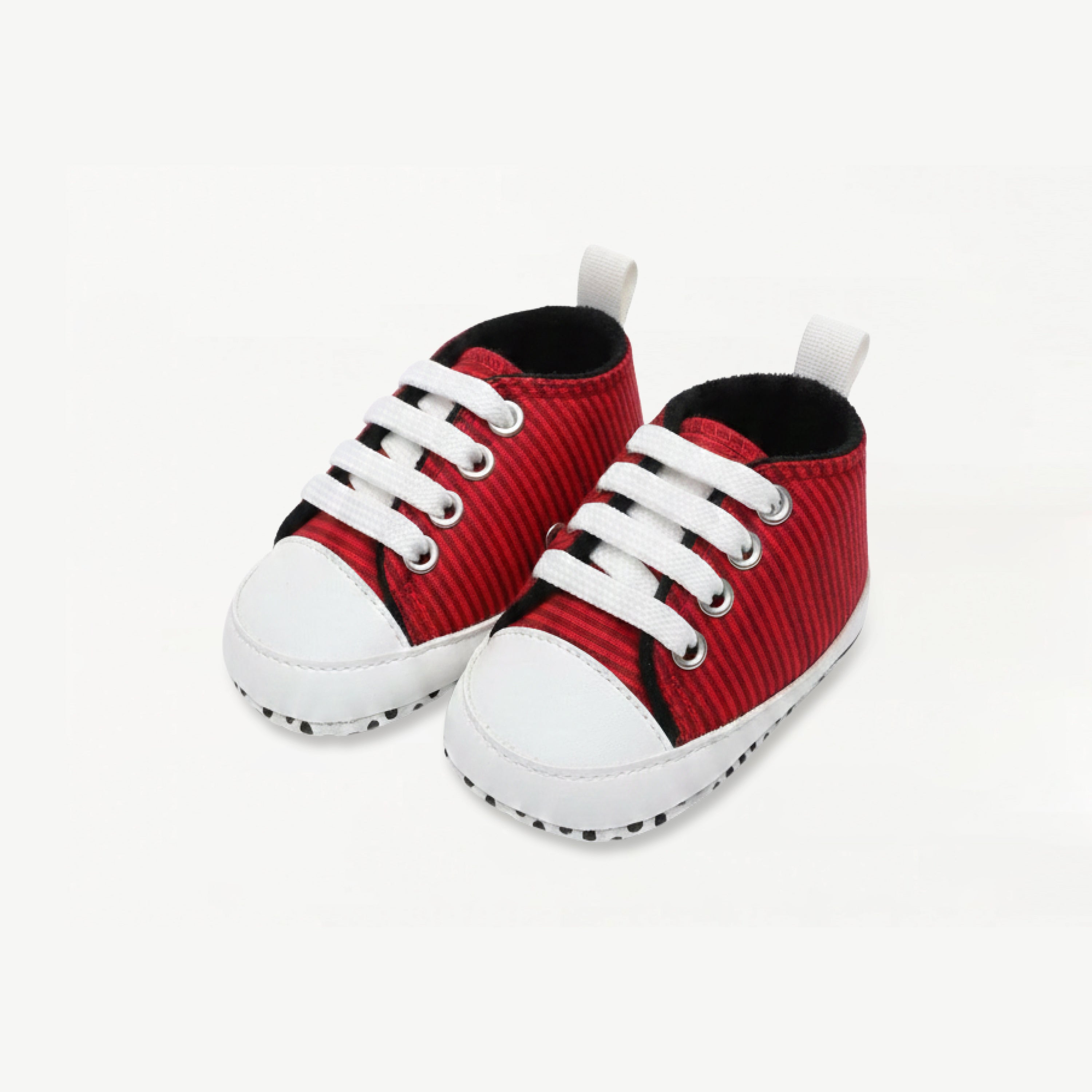 Baby Soft Sole Sneakers – Bold Red Stripes