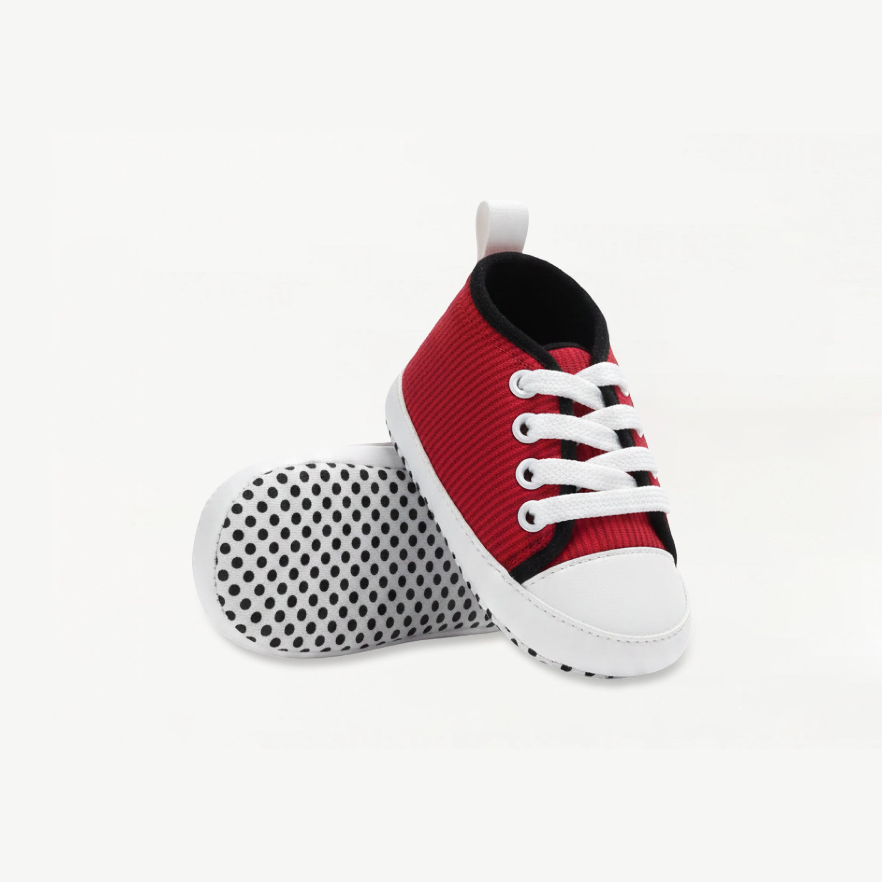 Baby Soft Sole Sneakers – Bold Red Stripes