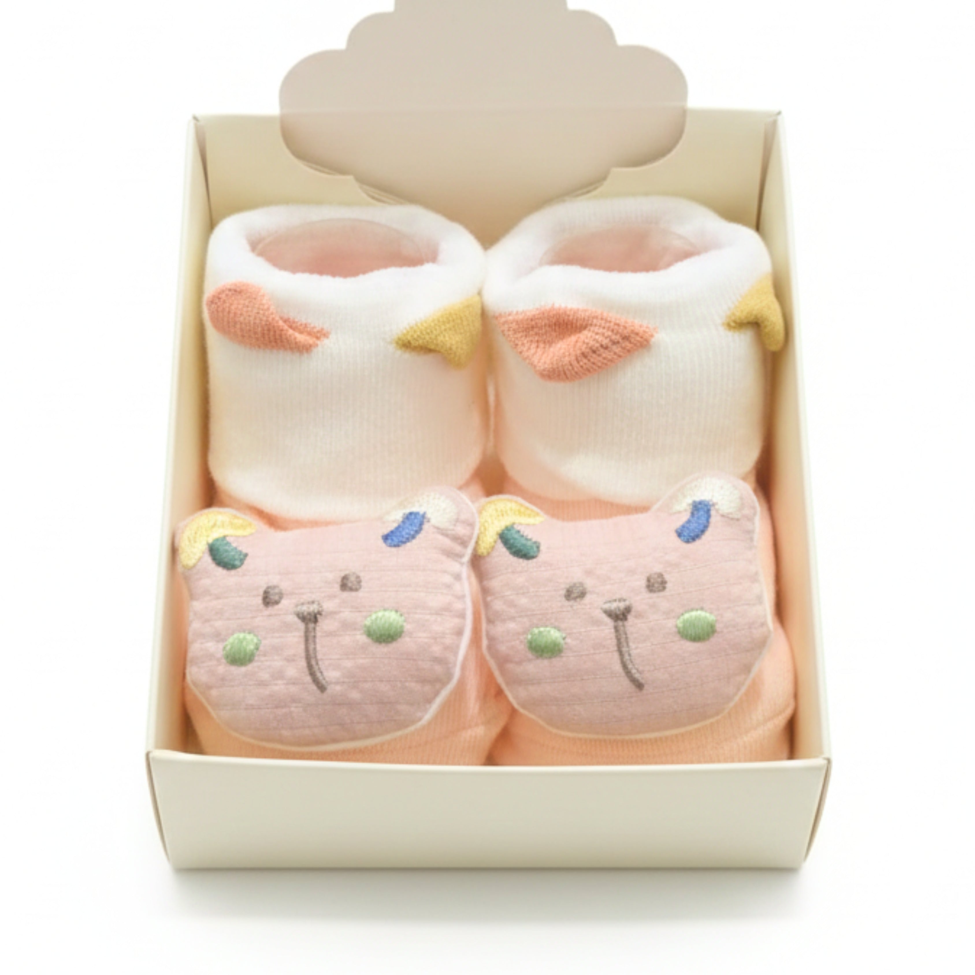 Baby Booties – Infant Soft Socks (Peach Bear)