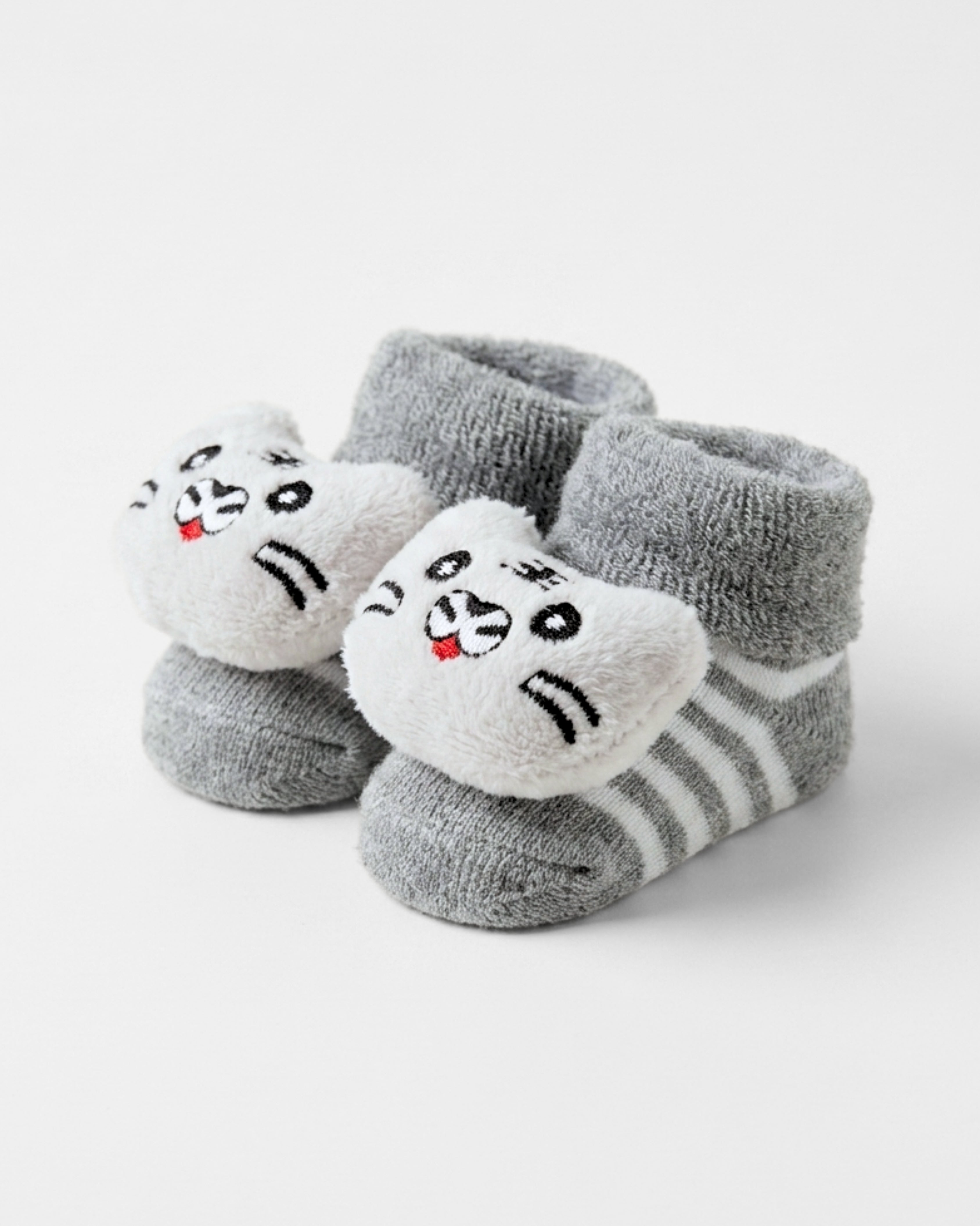 Baby Booties – Infant Soft Socks (Grey Stripes Cat)
