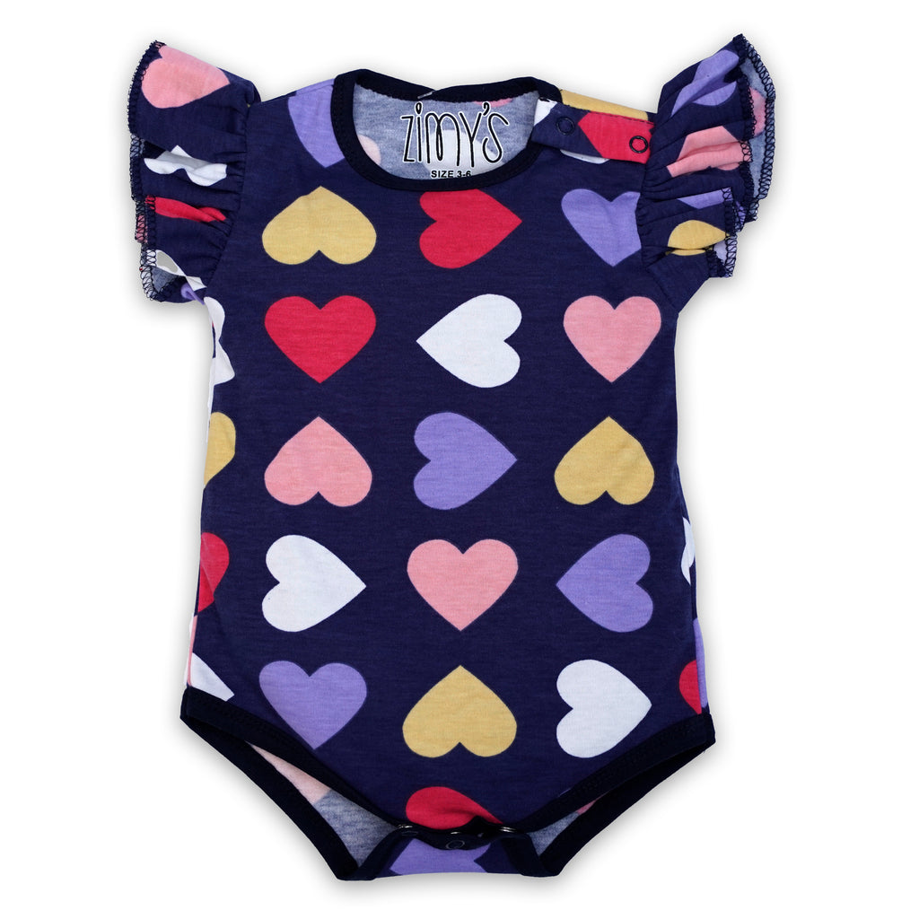 Navy Hearts Bodysuit - (With Frills)