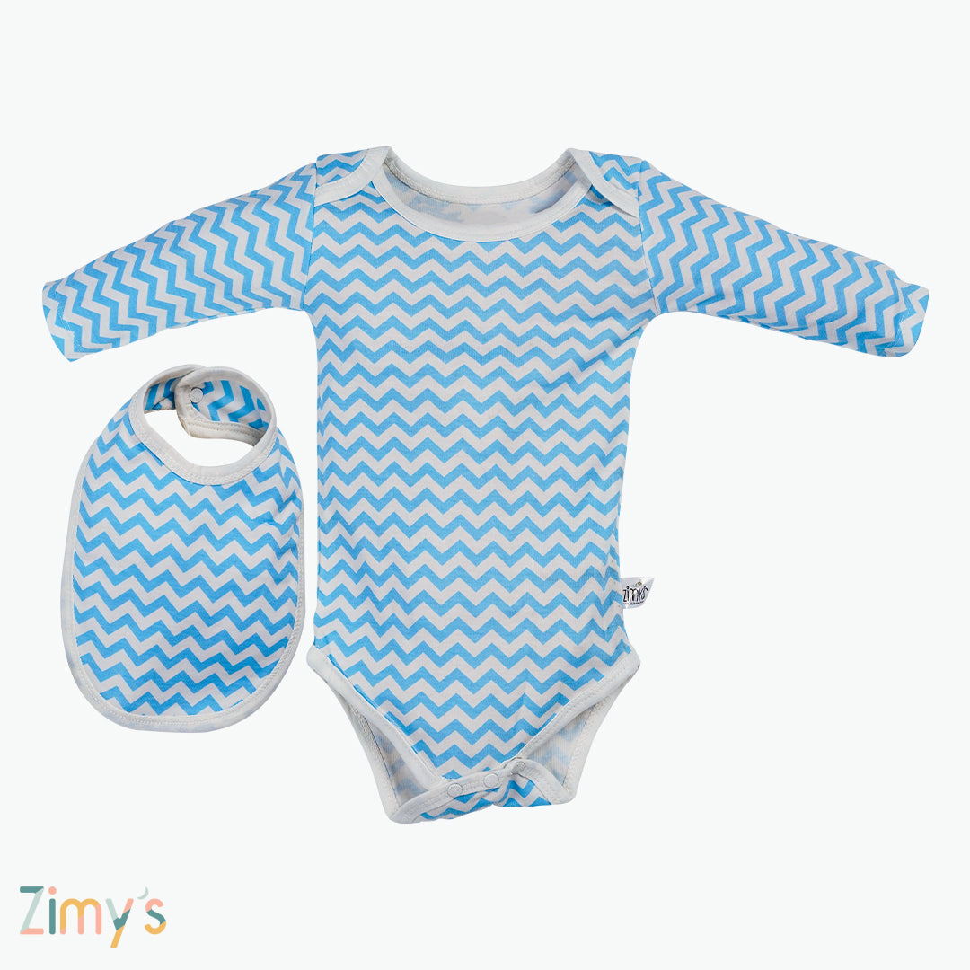 Blue Zigzag Bodysuit - 2 Piece Set