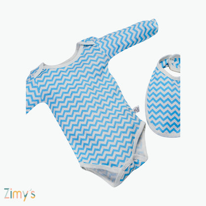 Blue Zigzag Bodysuit - 2 Piece Set