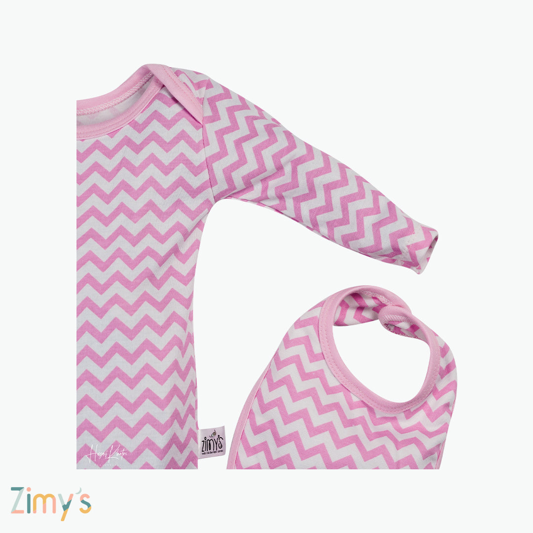 Pink Zigzag Bodysuit - 2 Piece Set