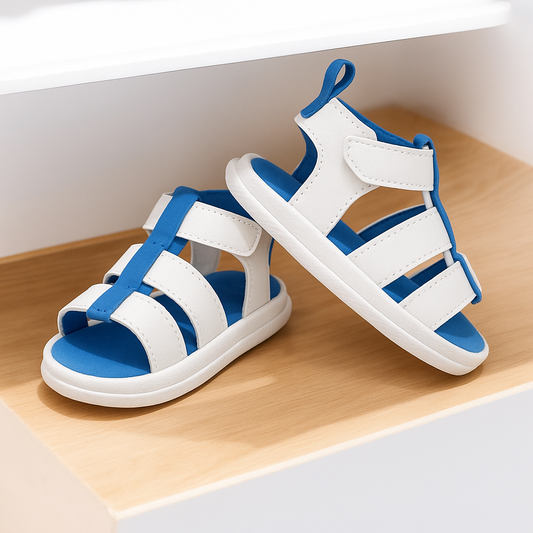 Shelby - Baby Boy Sandals/Shoes - (Blue & White)
