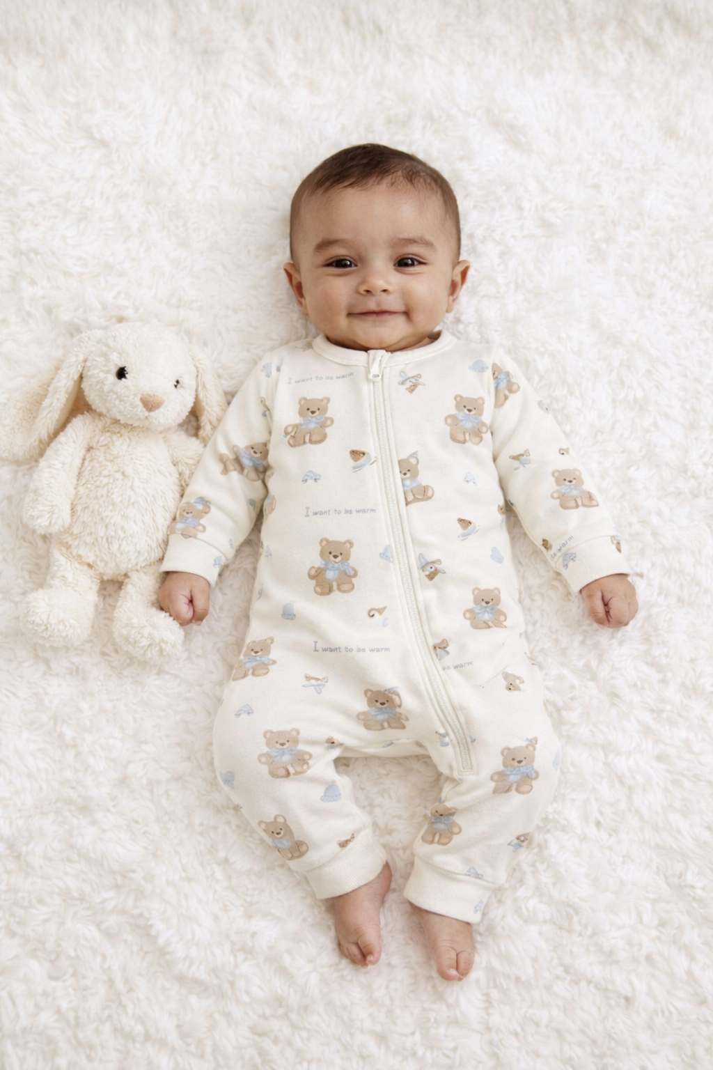 Warm Bear - Fleece Zipper Romper