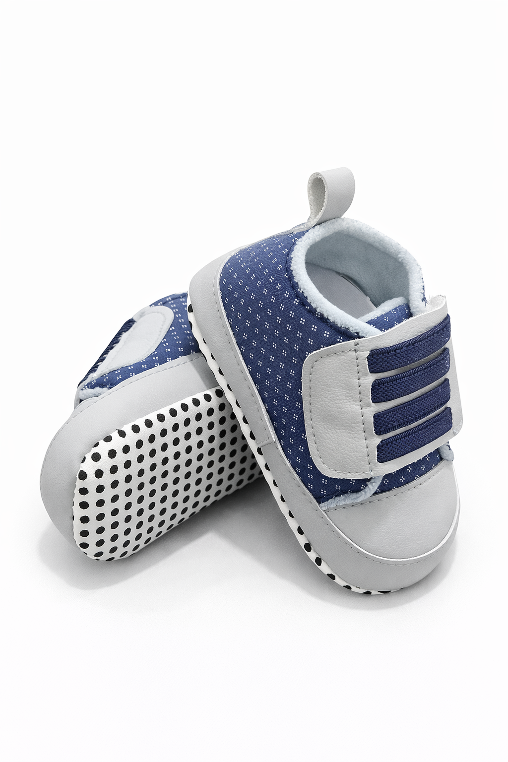 Baby First Walkers – Classic Navy & Grey Velcro