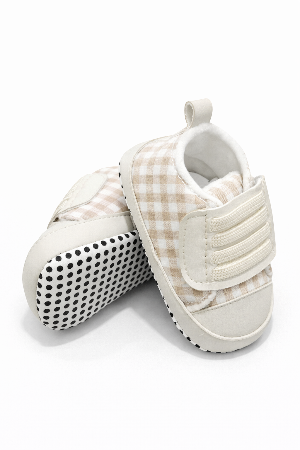 Baby First Walkers – Beige and White Velcro