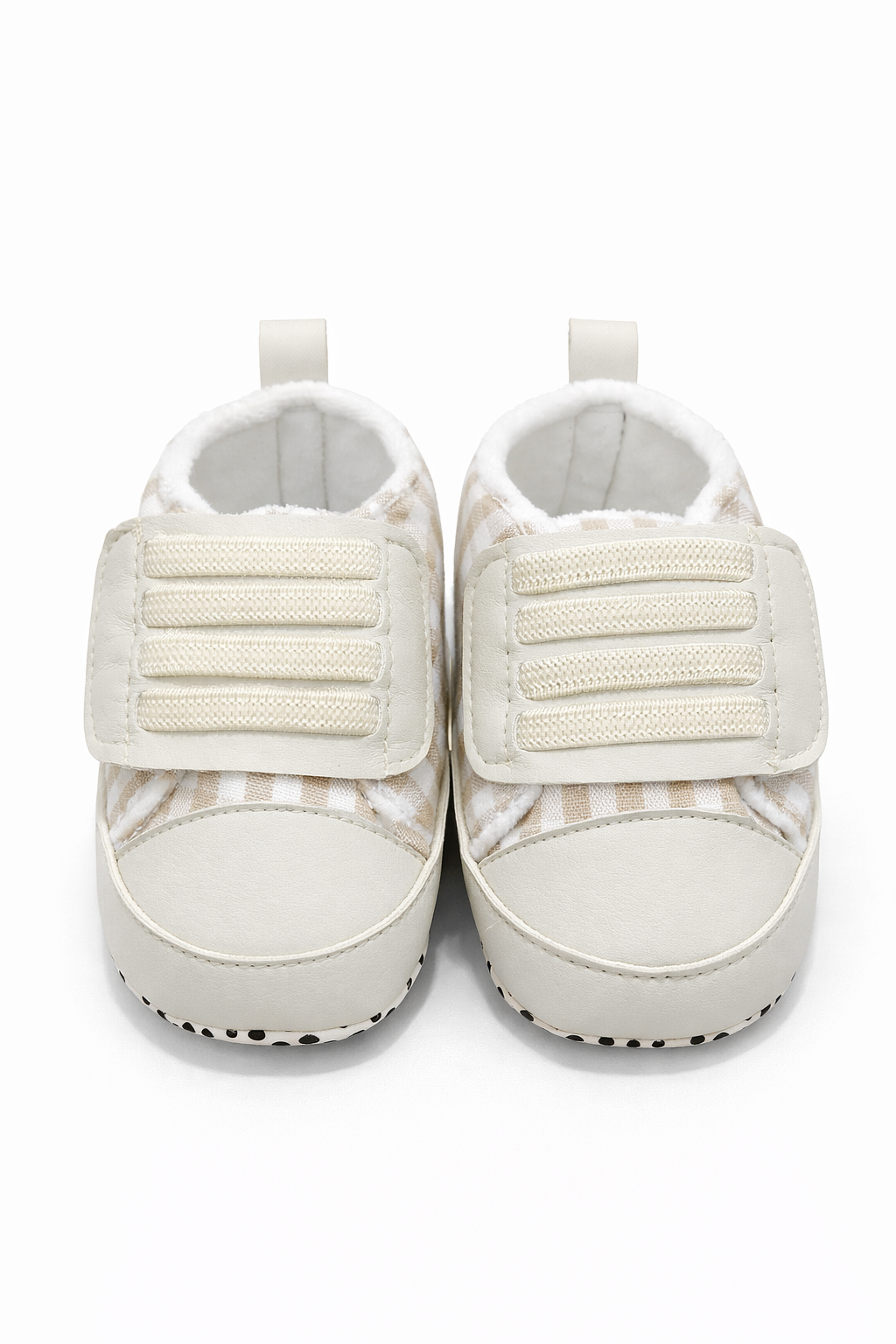 Baby First Walkers – Beige and White Velcro