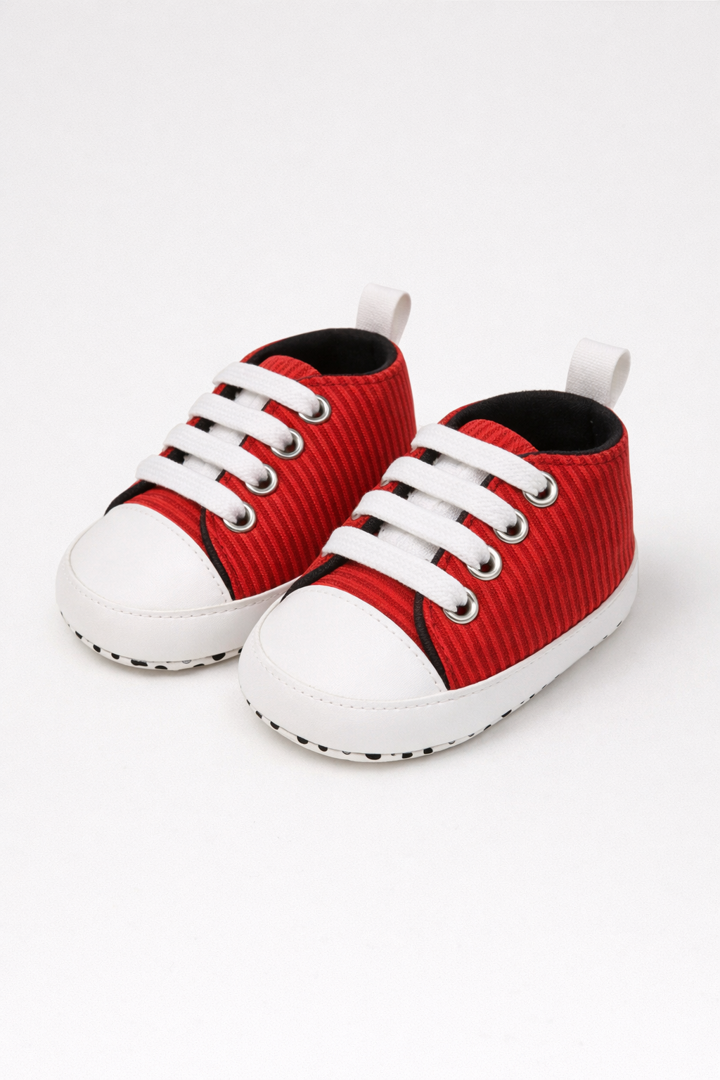 Baby Soft Sole Sneakers – Bold Red Stripes