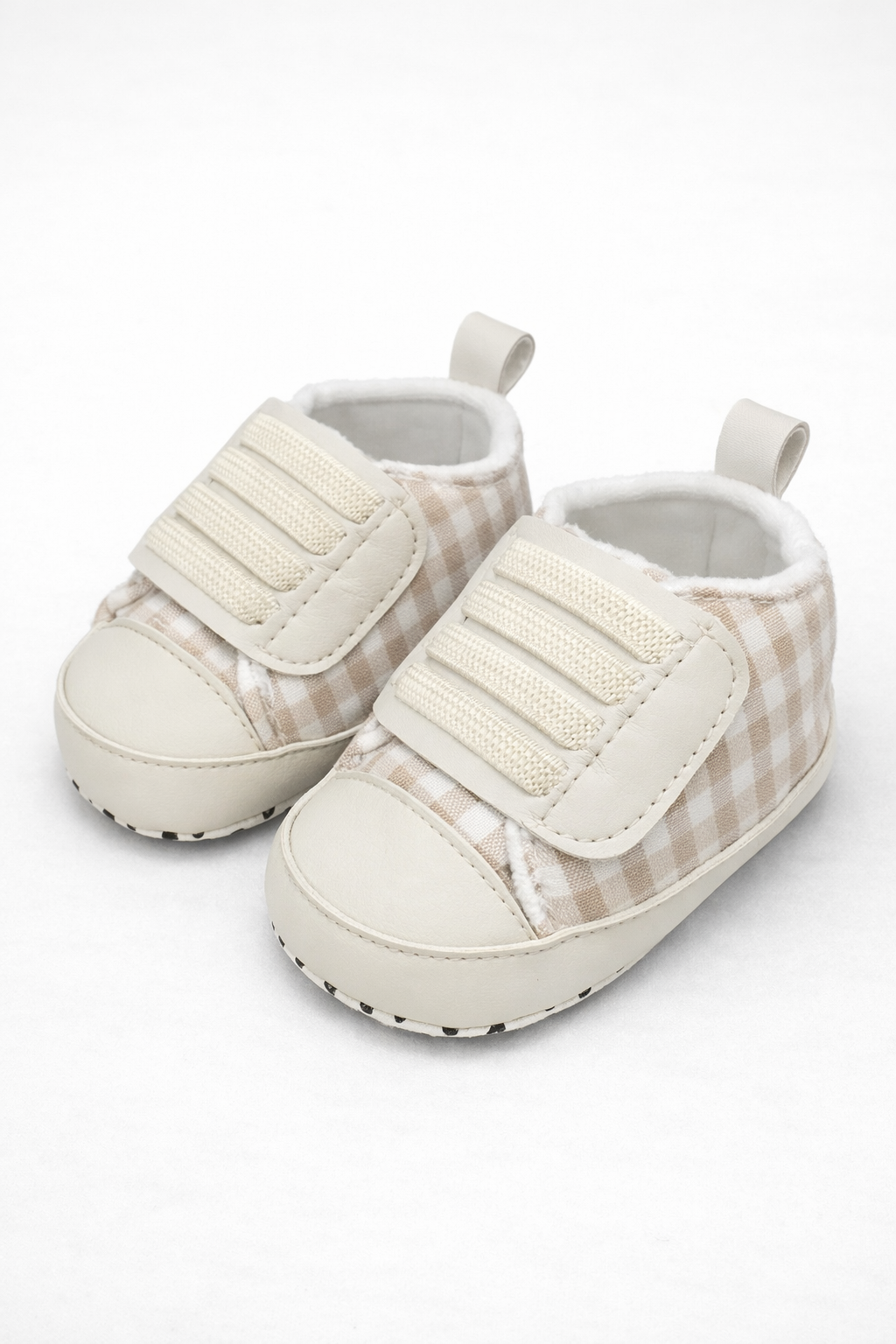 Baby First Walkers – Beige and White Velcro