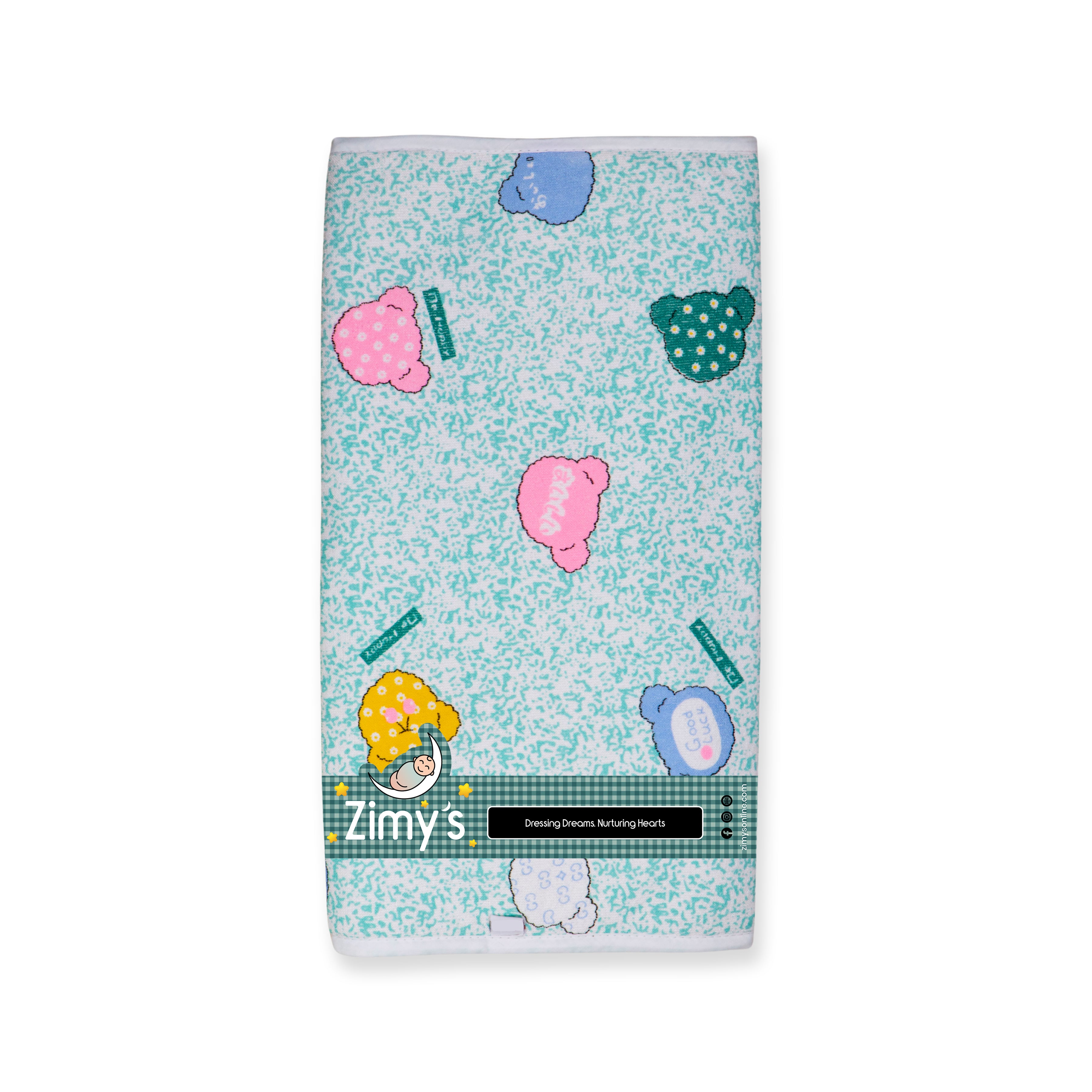 Waterproof Diaper Changing Sheet – Polka Teddy Heads (17x23) Inches)