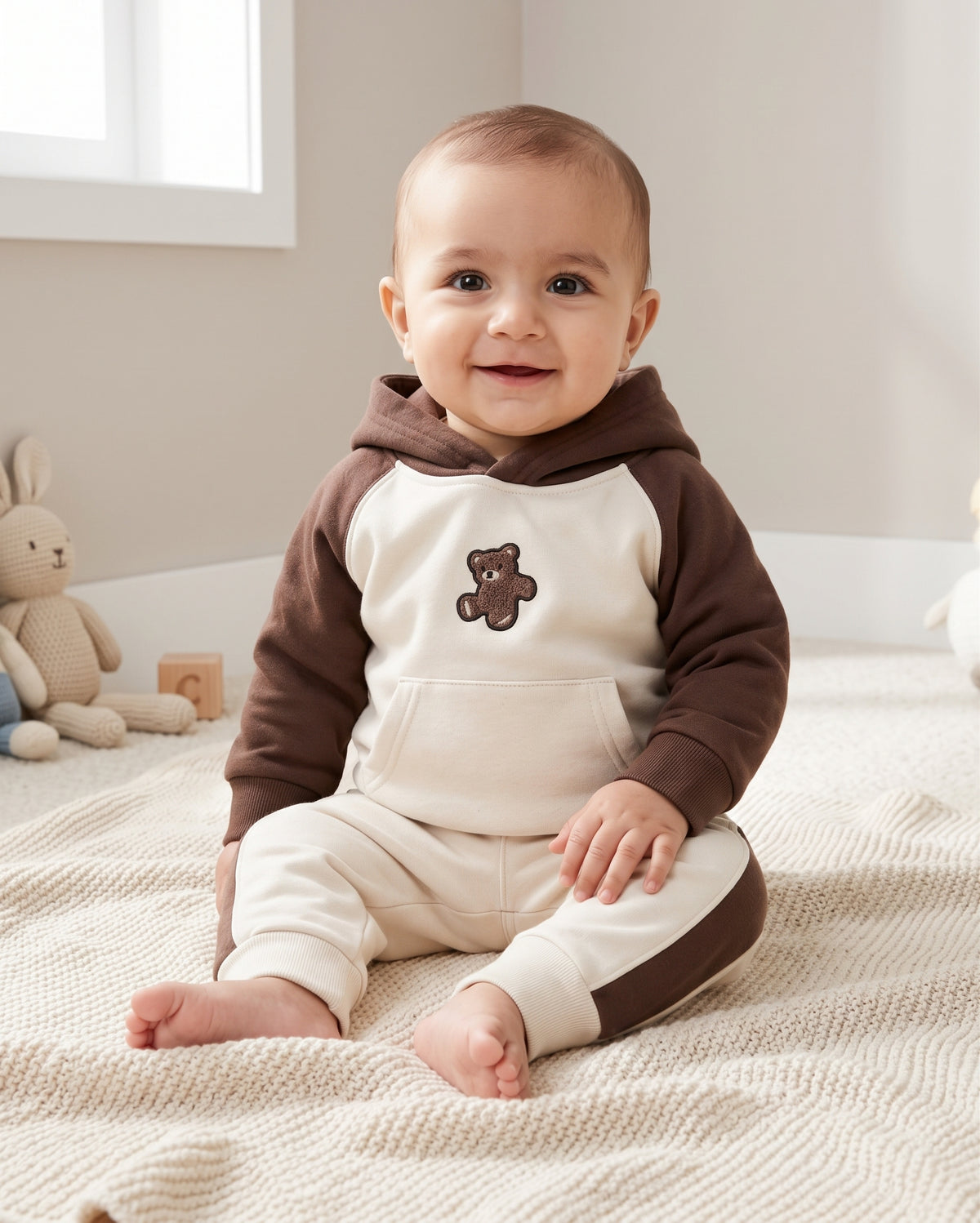 Little Bear 2-Piece Embroidered Fleece Hoodie Set