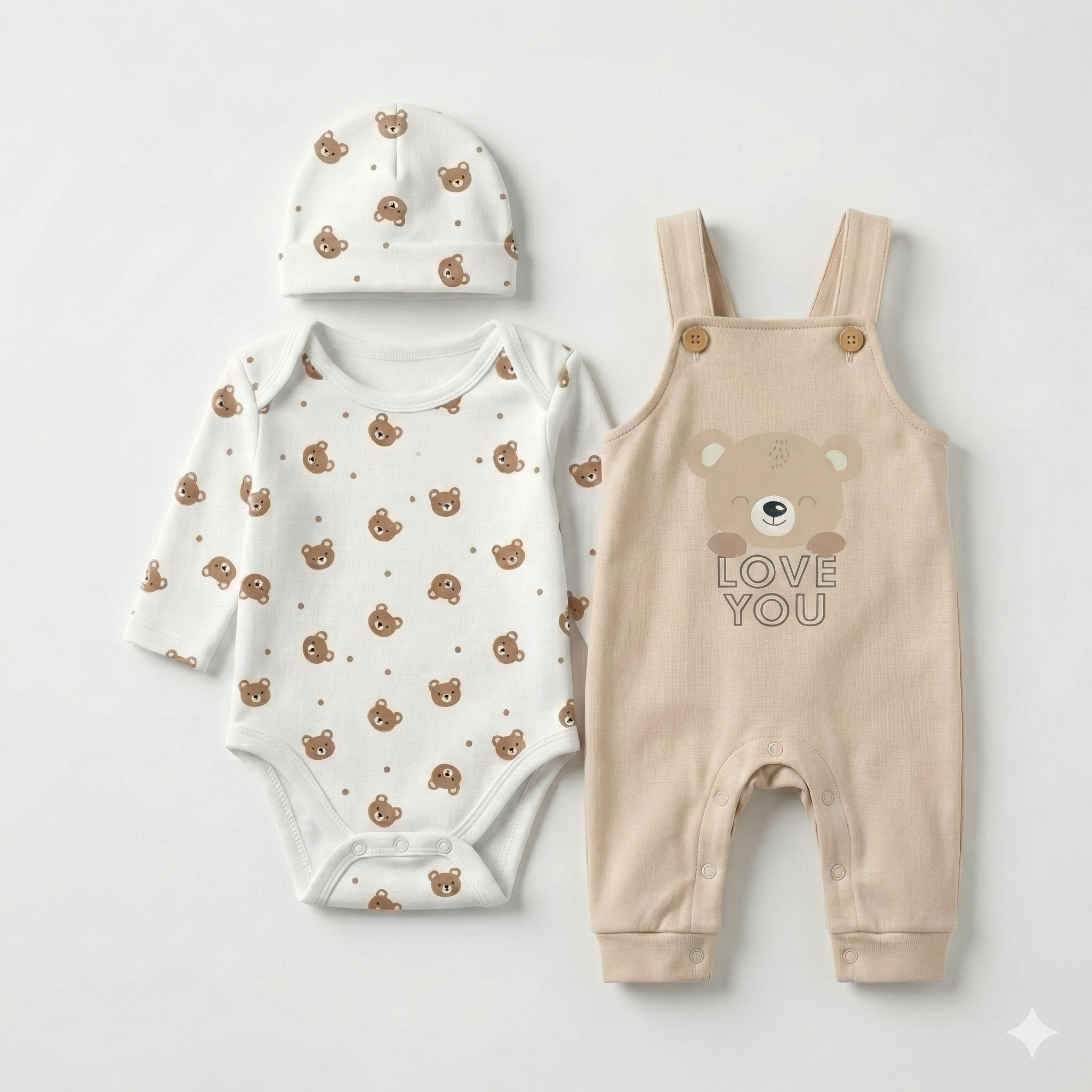 Bear Love 3-Piece Dungaree Set